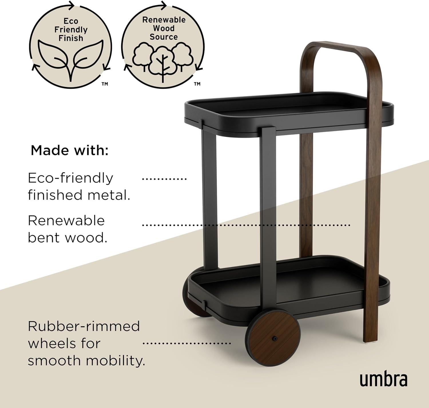 image:imageUmbra Bellwood Bar Cart Serving Trolley Side Table NaturalWhiteWalniutBlack