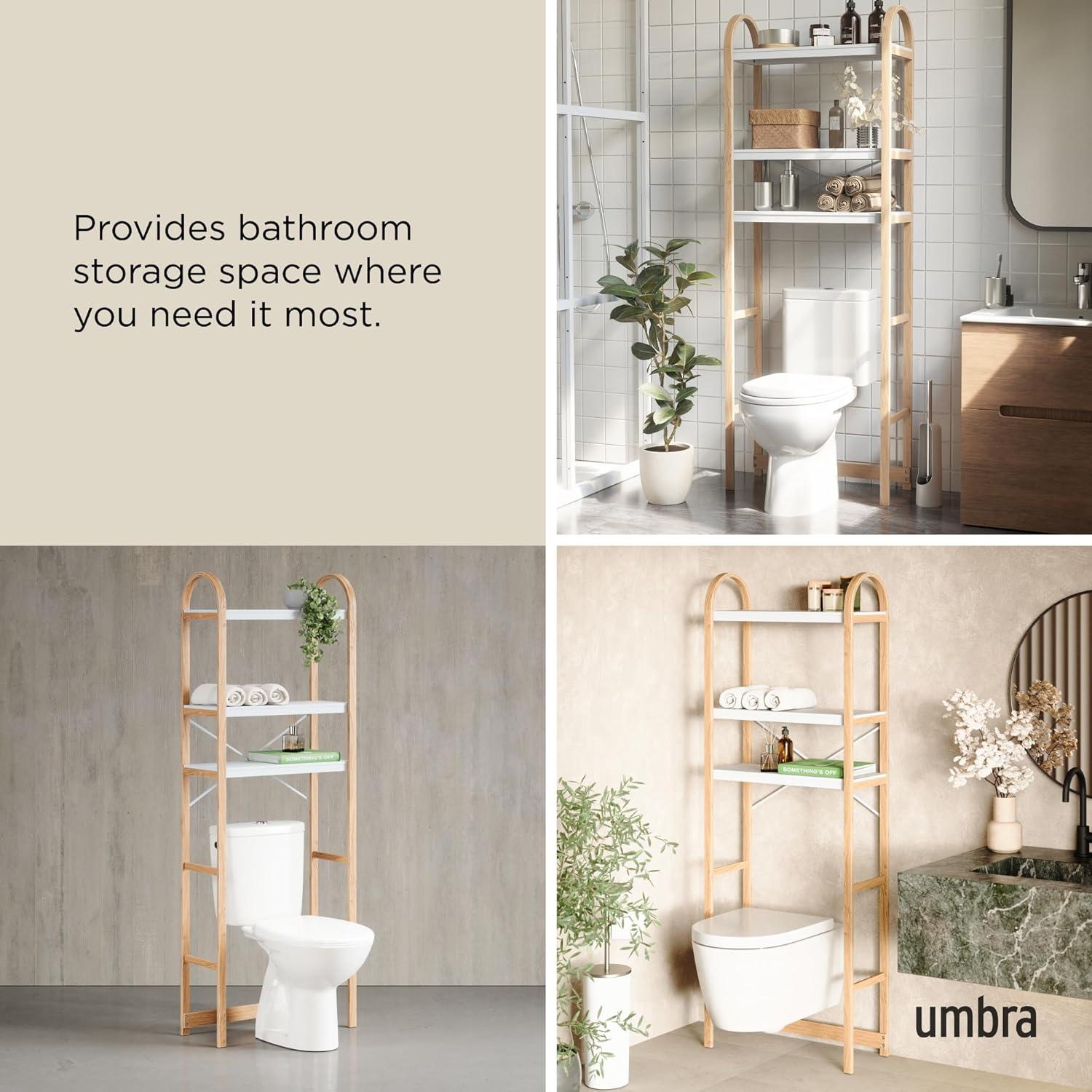 image:imageUmbra Bellwood OverTheToilet Shelf for Bathroom or Powder Room WhiteNaturalWhiteNatural