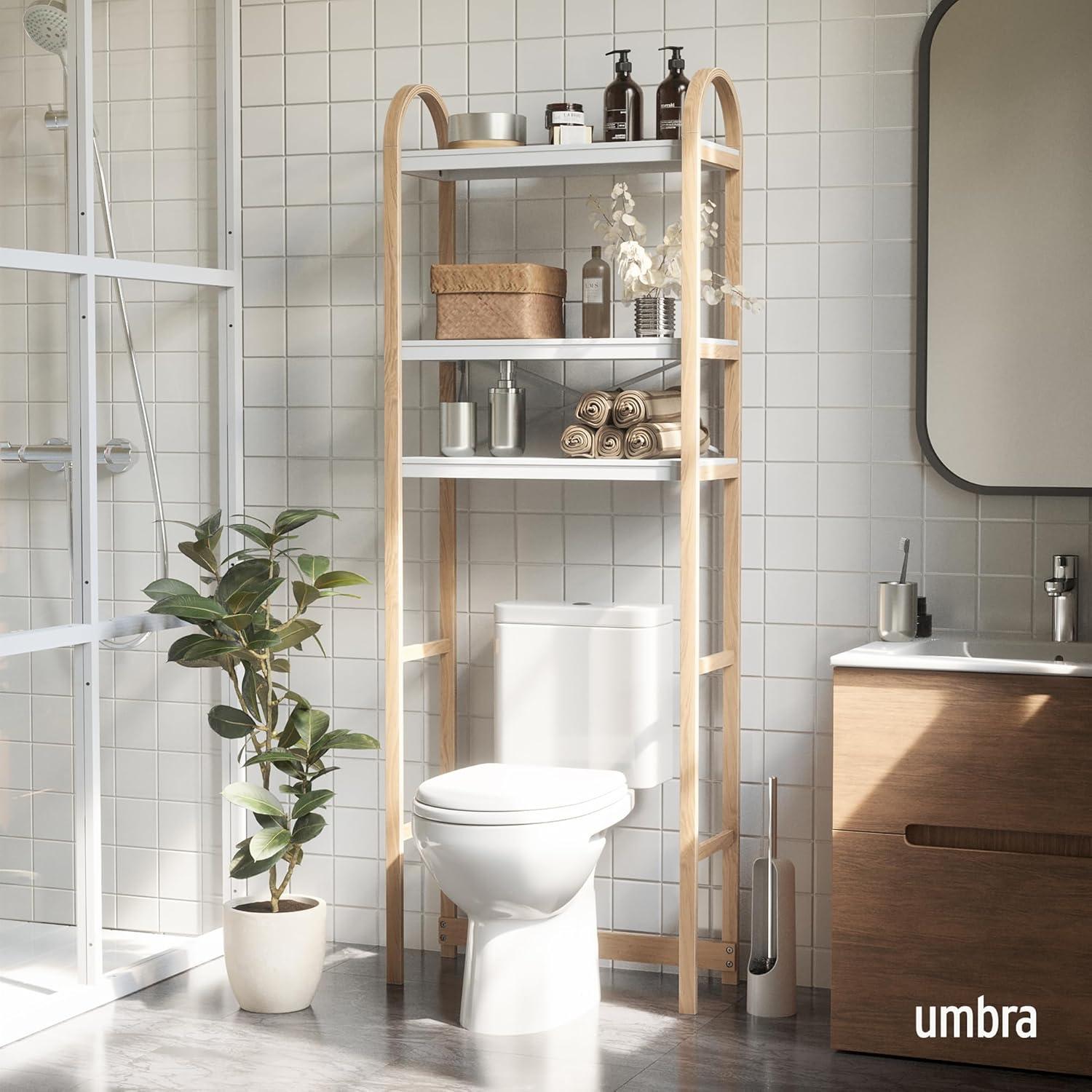 image:imageUmbra Bellwood OverTheToilet Shelf for Bathroom or Powder Room WhiteNaturalWhiteNatural