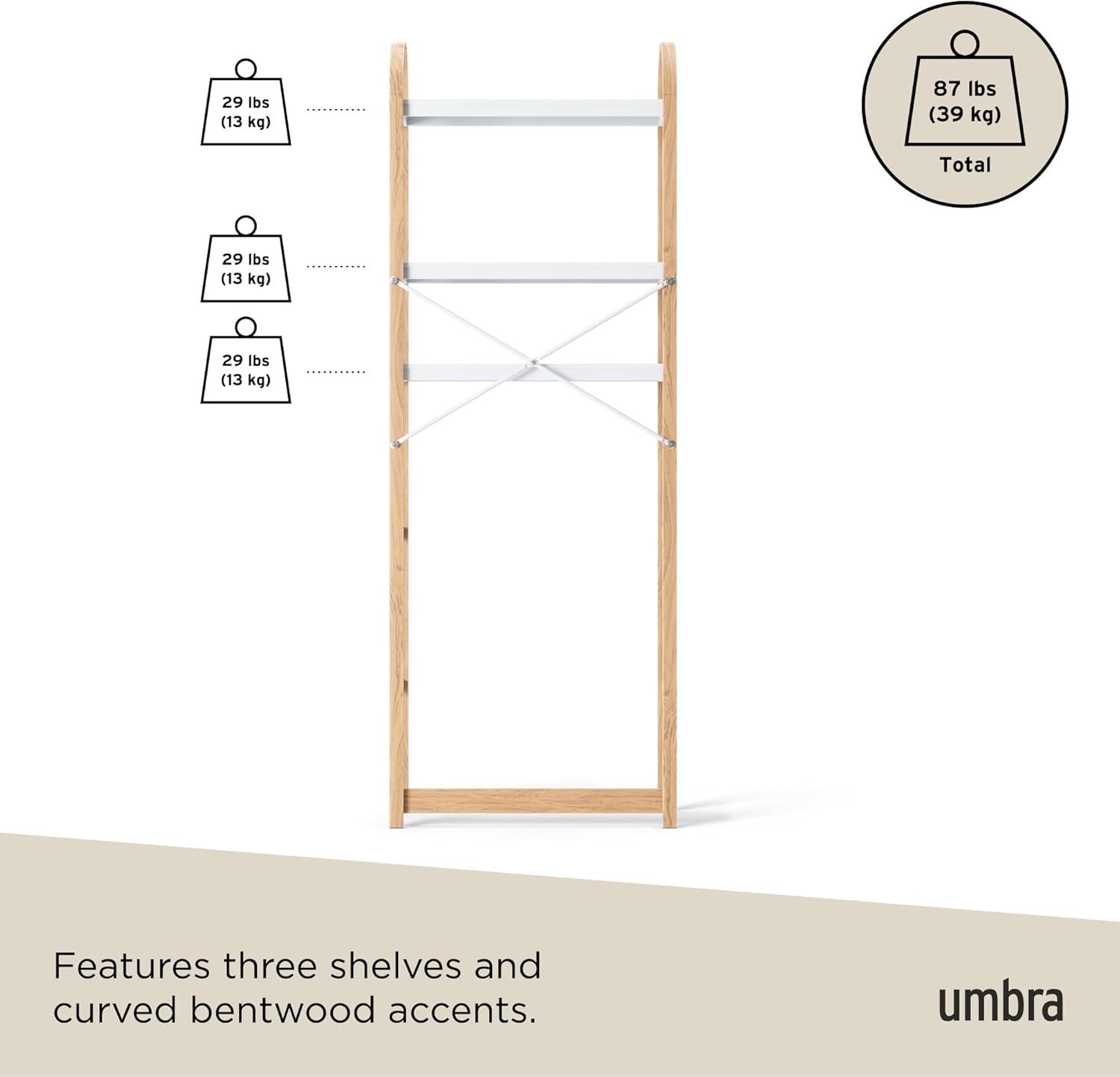 image:imageUmbra Bellwood OverTheToilet Shelf for Bathroom or Powder Room WhiteNaturalWhiteNatural