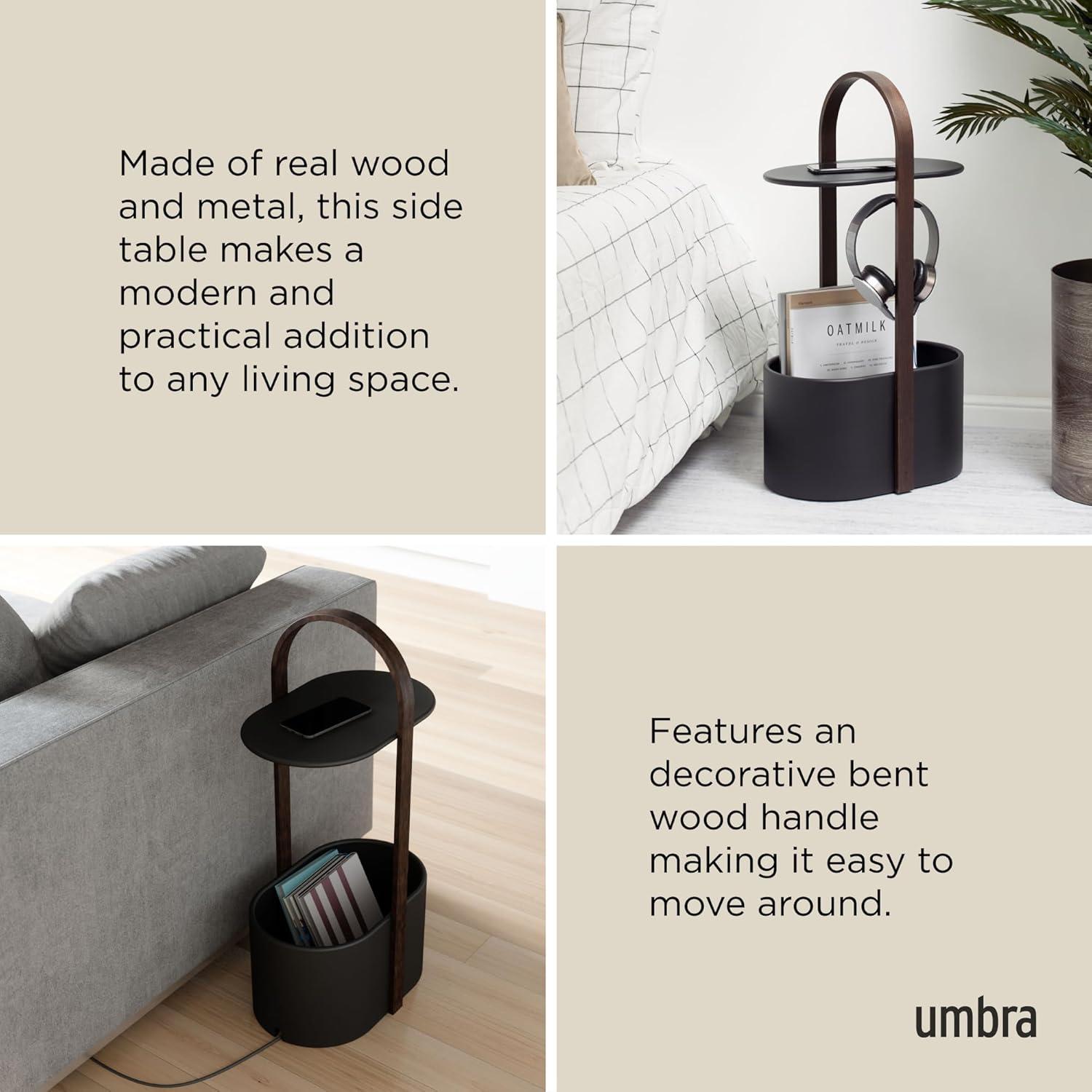 image:imageUmbra Bellwood Side Table with Storage and Cable Management WhiteBlackWalnut