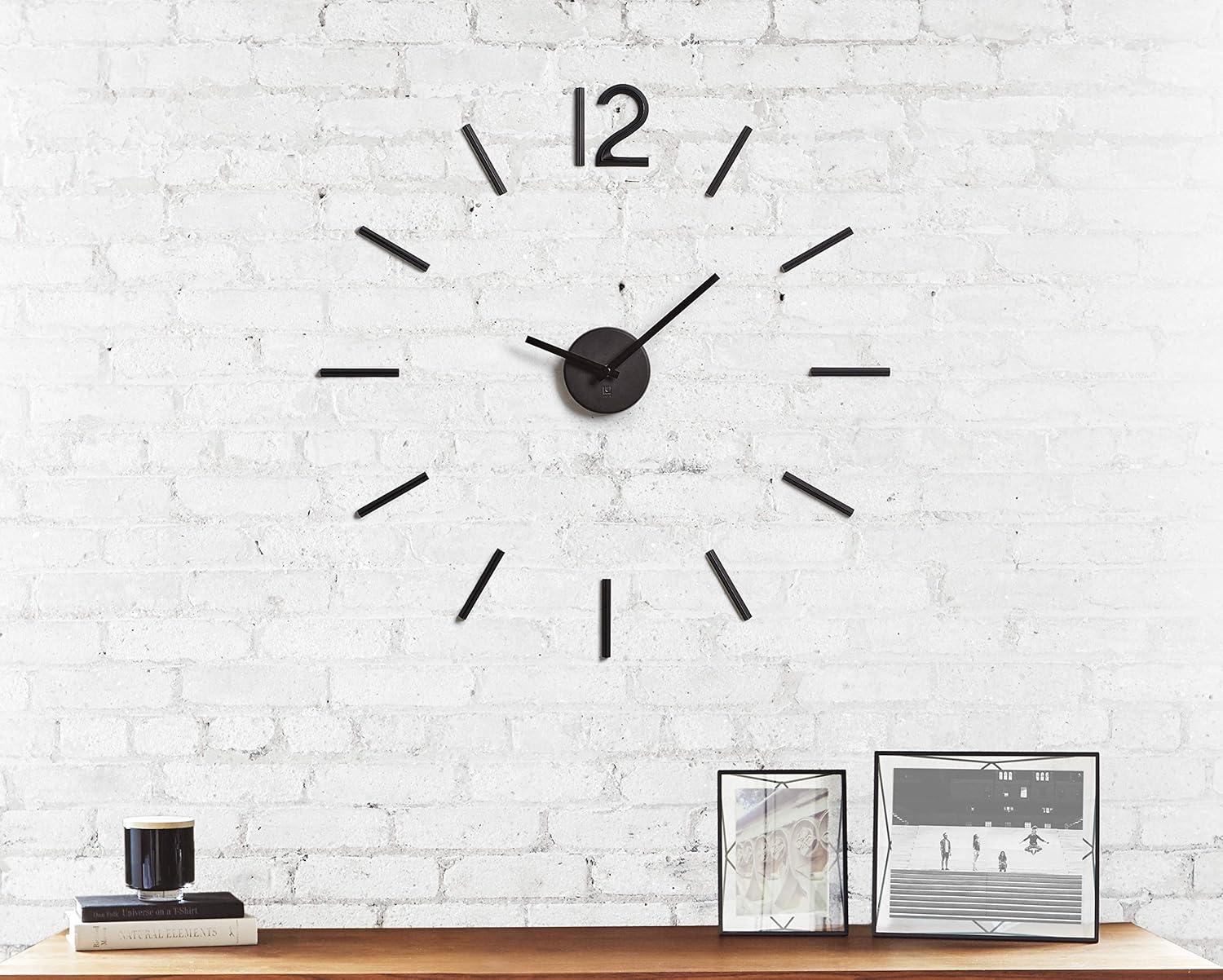 image:imageUmbra Blink Modern DIY 3D Wall Clock Easy to Paste Wall Sticker Numbers Frameless Large Decorative Wall Clock Simple Indicators Minimalist BlackBlack