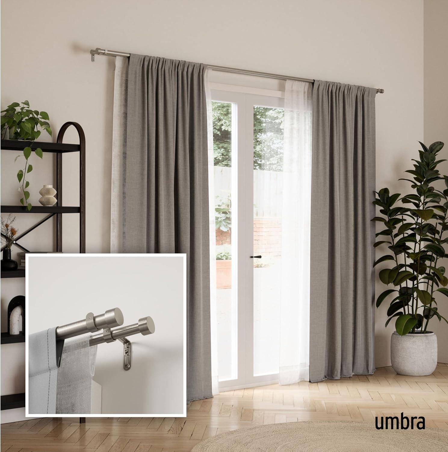 image:imageUmbra Cappa 66 to 120Inch Brass and Nickel Double Curtain Rod Set with Matching Finials and Hardware