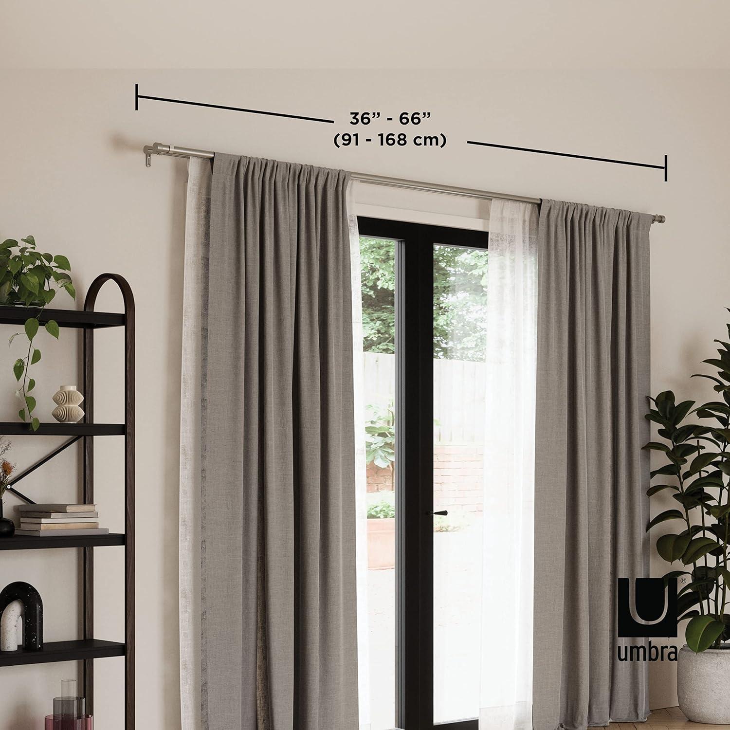 image:imageUmbra Cappa Double Curtain Rod Includes 2 Matching Finials Brackets amp Hardware 36 to 66Inch Nickel amp Cappa 1Inch Curtain Rod Includes 2 Matching Finials Brackets amp Hardware 66 to 120Inches