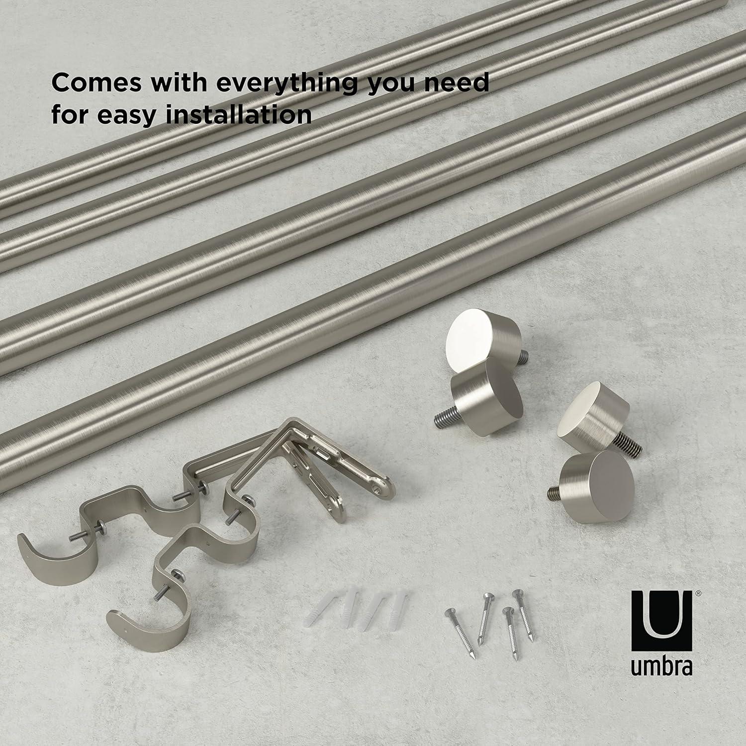 image:imageUmbra Cappa Double Curtain Rod Includes 2 Matching Finials Brackets amp Hardware 36 to 66Inch Nickel amp Cappa 1Inch Curtain Rod Includes 2 Matching Finials Brackets amp Hardware 66 to 120Inches