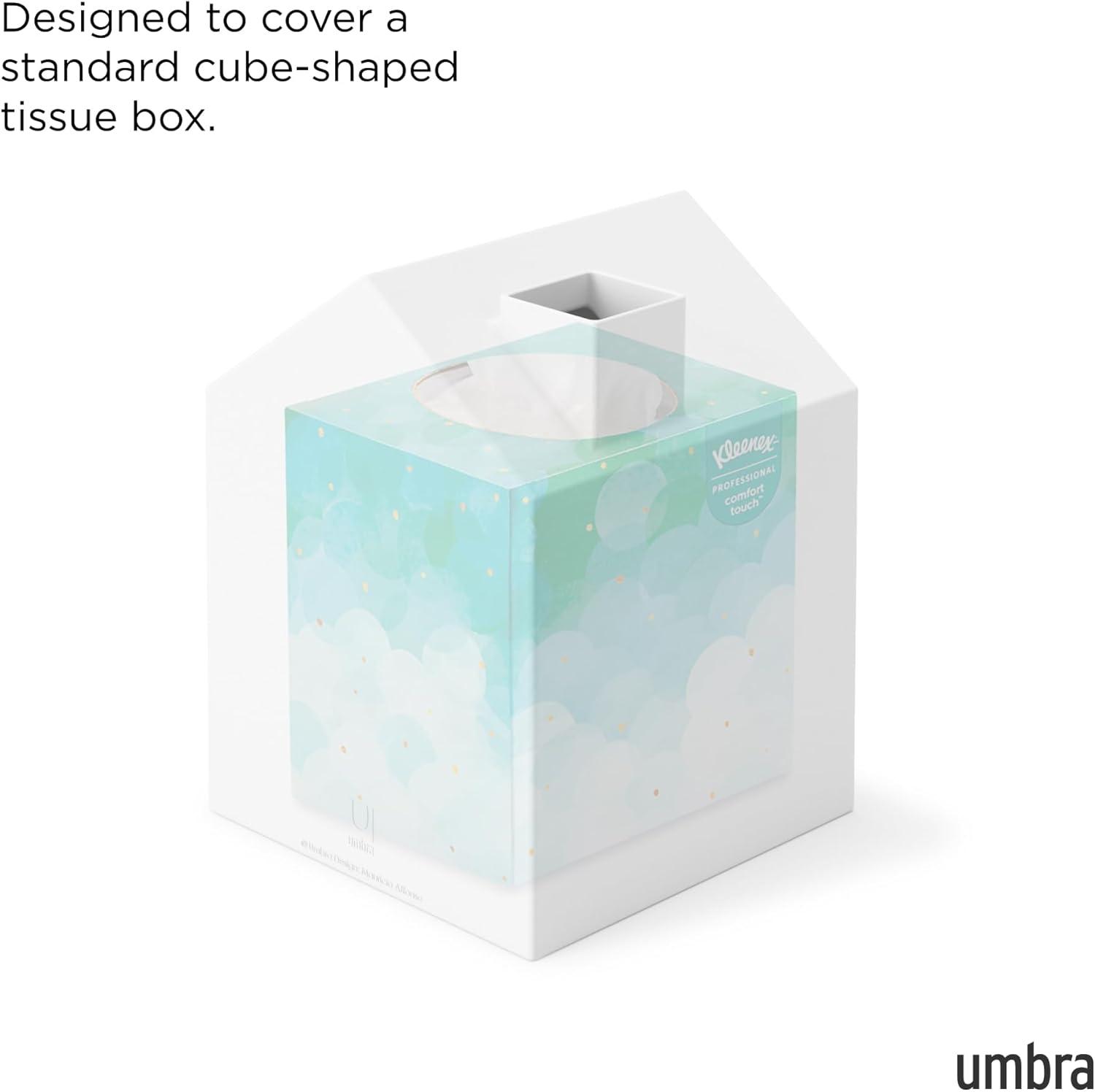 image:imageUmbra Casa Tissue Box Cover Adorable House Shaped Square Tissue Box Holder for Bathroom Bedroom or Office WhiteWhite