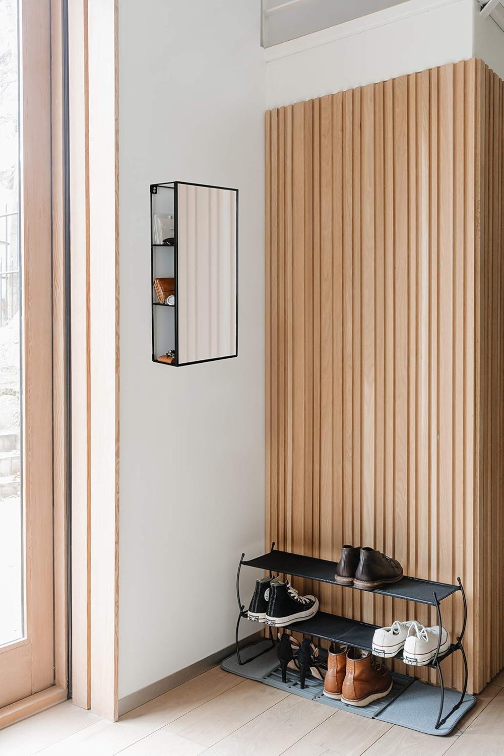 image:imageUmbra Cubiko 24x12 Rectangular Black Metal Bathroom Mirror Storage Cabinet with 3 Shelves