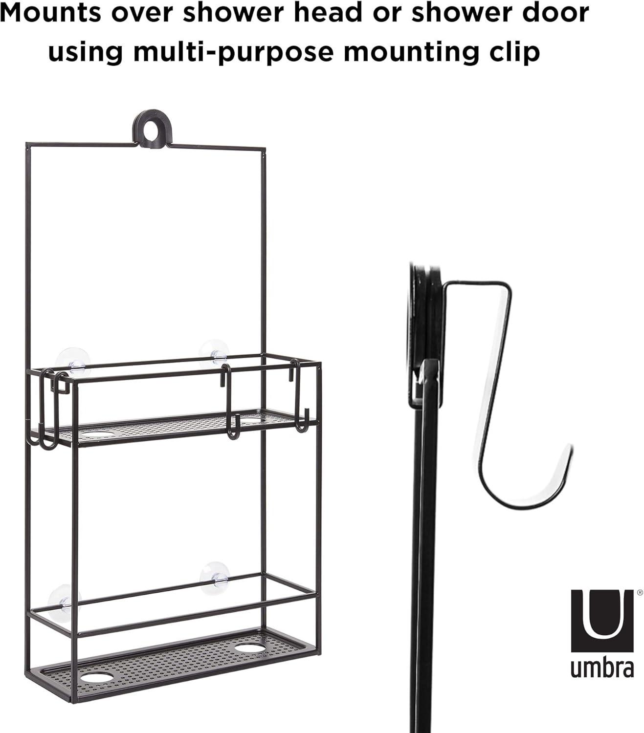 image:imageUmbra Cubiko Metal Shower Caddy Hangs Over the Shower Head BlackBlack