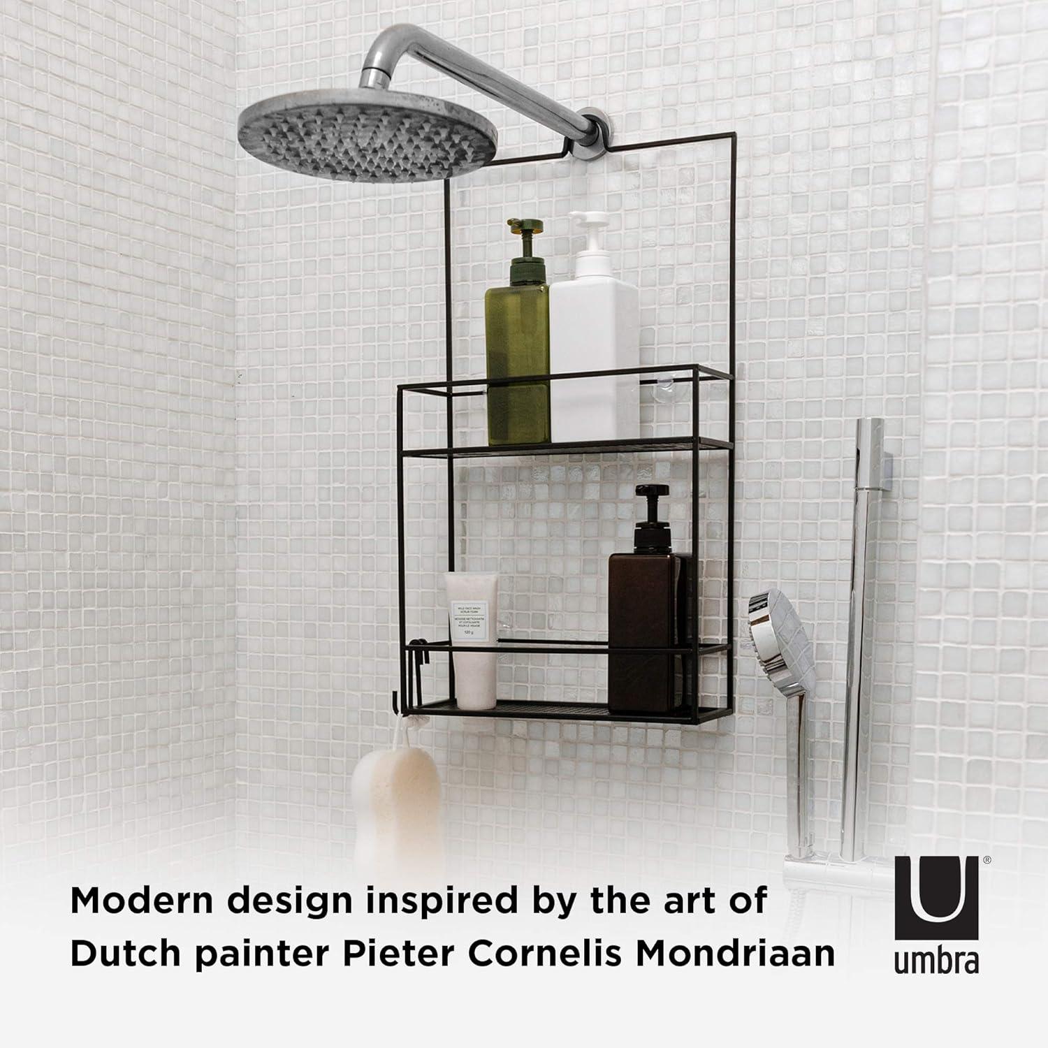 image:imageUmbra Cubiko Metal Shower Caddy Hangs Over the Shower Head BlackBlack