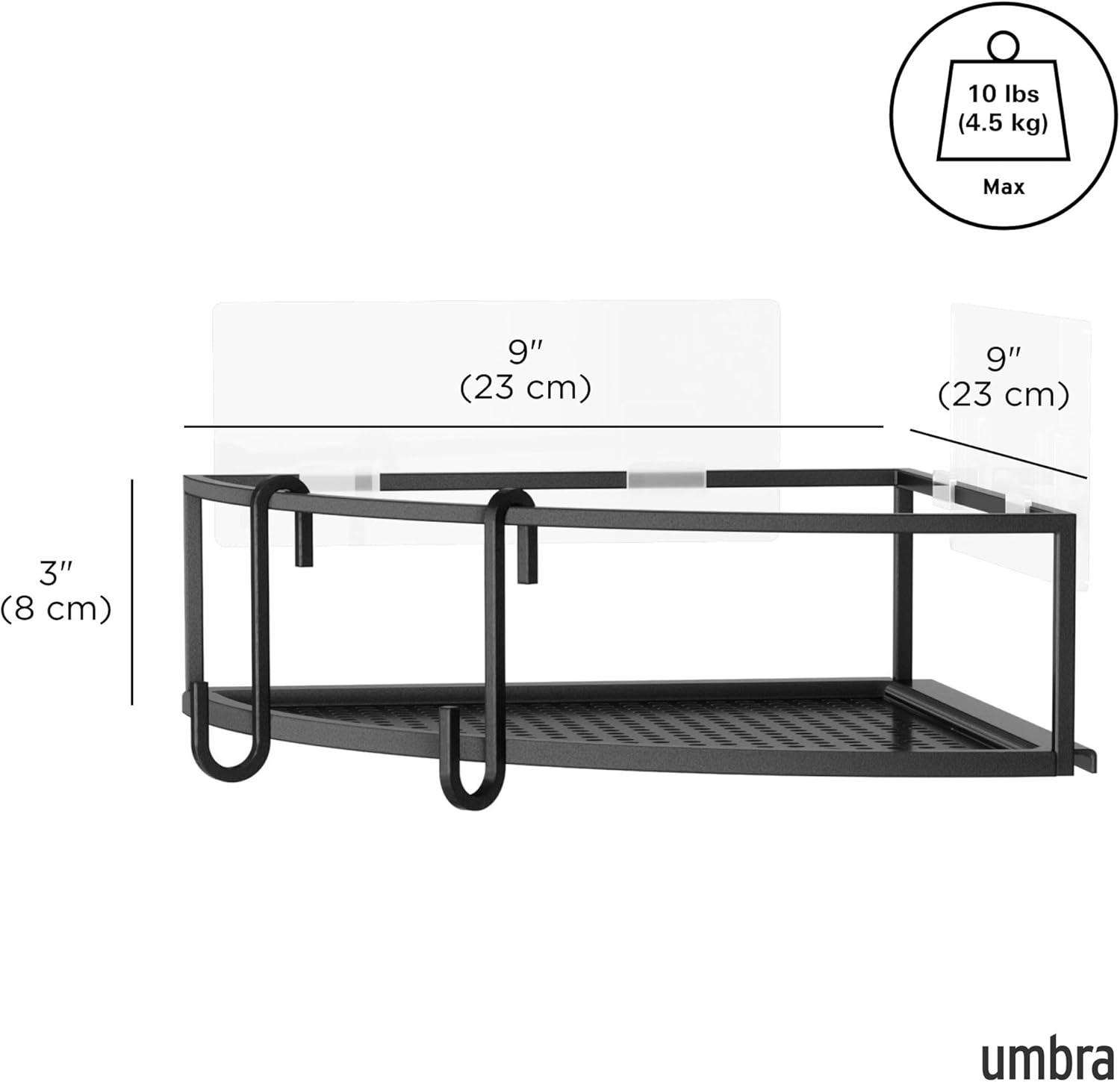 image:imageUmbra Cubiko Shower Corner Shelf Metal Floating Shelves with Adhesive Mounting Strips 2Pack WhiteBlack