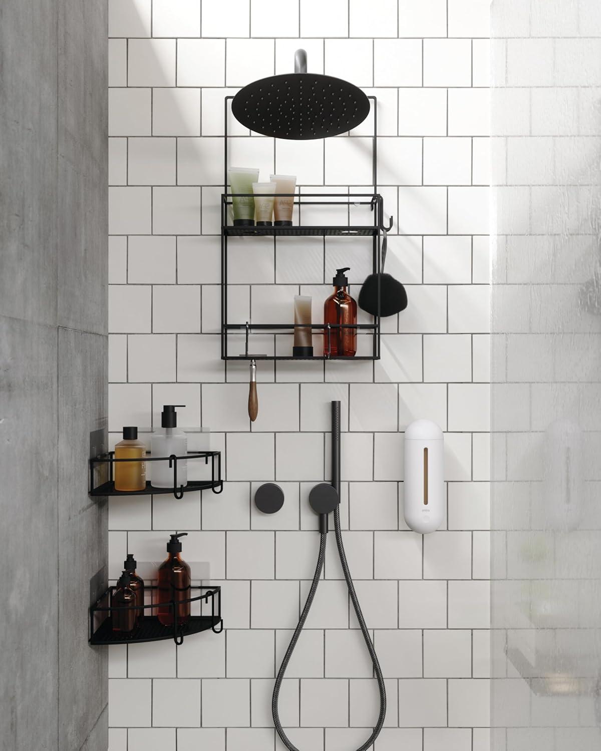 image:imageUmbra Cubiko Shower Corner Shelf Metal Floating Shelves with Adhesive Mounting Strips 2Pack WhiteBlack