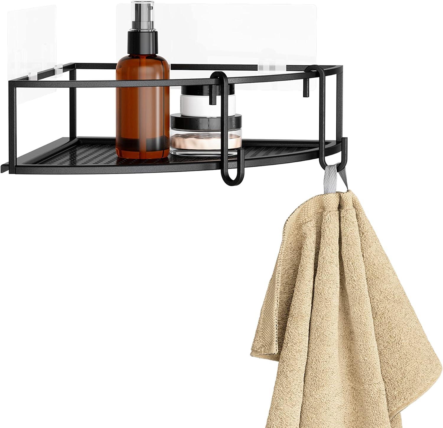 image:imageUmbra Cubiko Shower Corner Shelf Metal Floating Shelves with Adhesive Mounting Strips 2Pack WhiteBlack