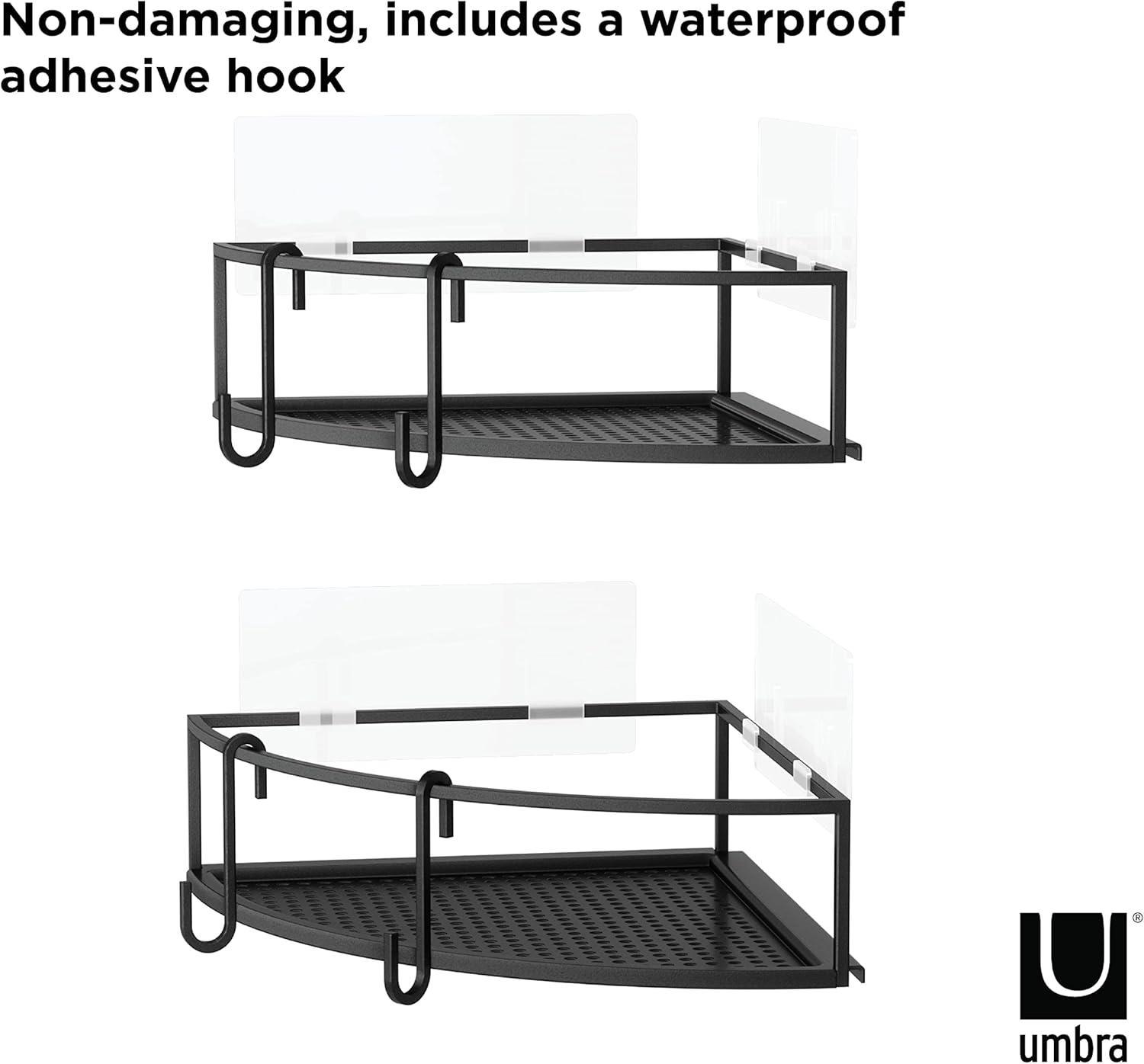 image:imageUmbra Cubiko Shower Corner Shelf Metal Floating Shelves with Adhesive Mounting Strips 2Pack WhiteBlack
