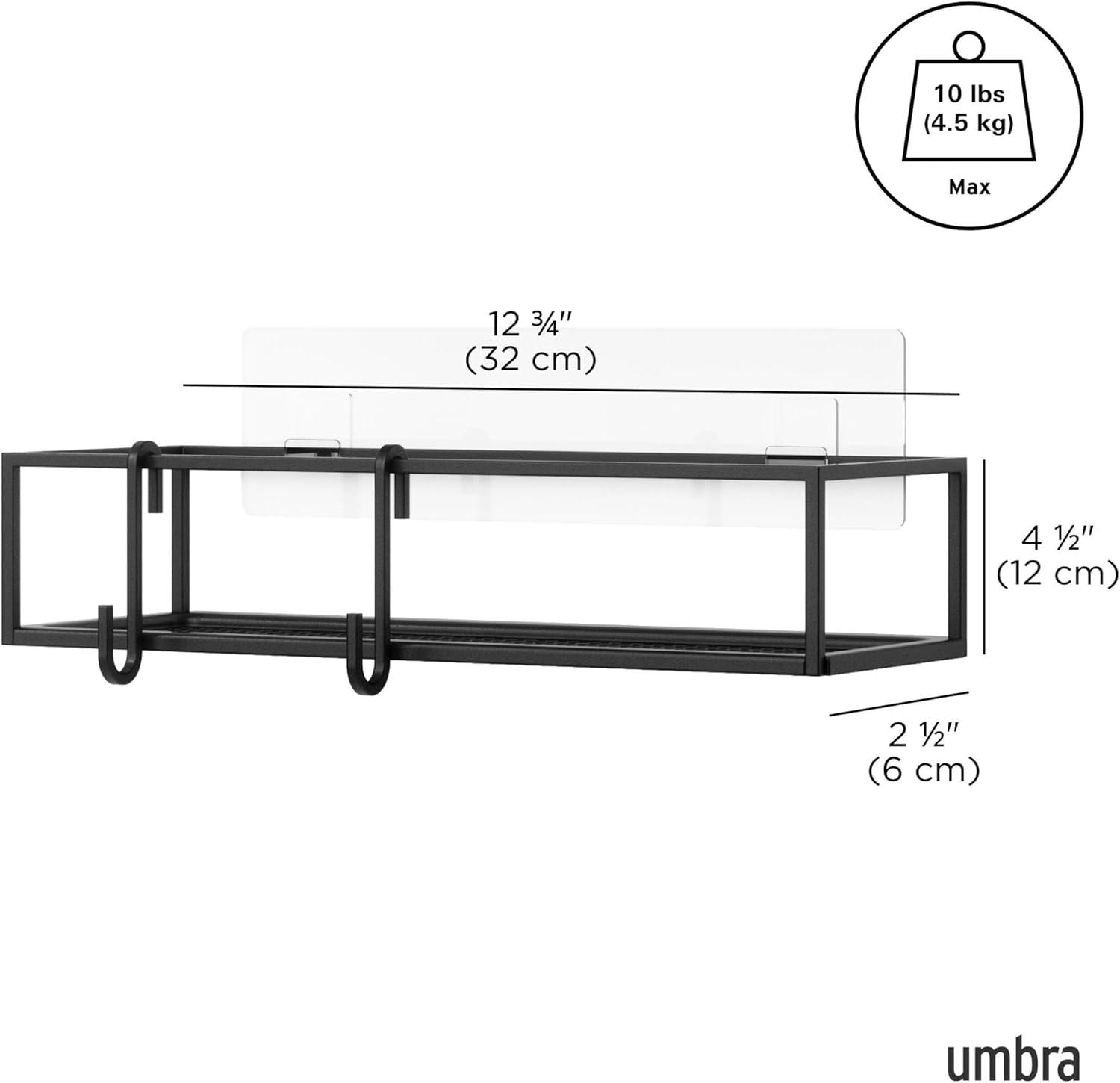 image:imageUmbra Cubiko Shower Corner Shelf Metal Floating Shelves with Adhesive Mounting Strips 2Pack WhiteBlack