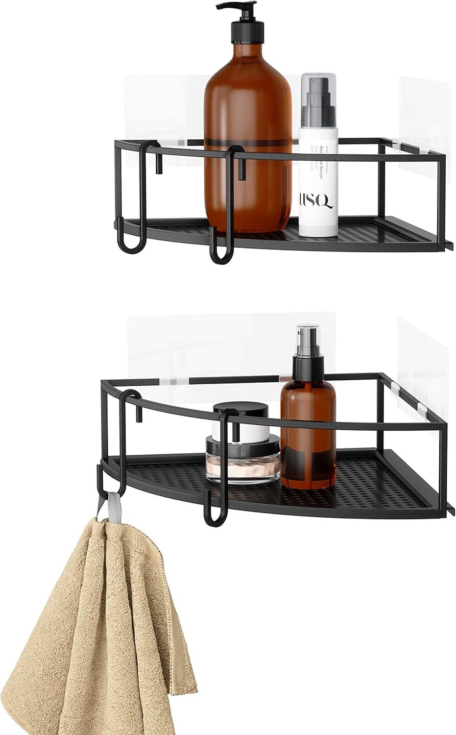 image:imageUmbra Cubiko Shower Corner Shelf Metal Floating Shelves with Adhesive Mounting Strips 2Pack WhiteBlack