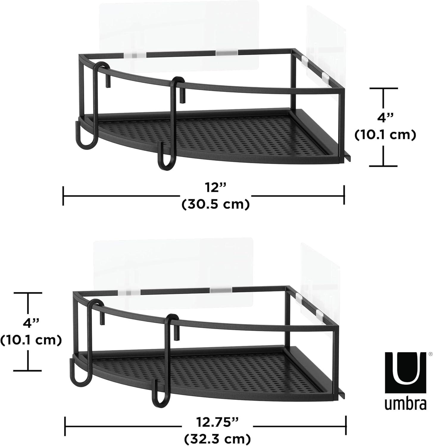 image:imageUmbra Cubiko Shower Corner Shelf Metal Floating Shelves with Adhesive Mounting Strips 2Pack WhiteBlack