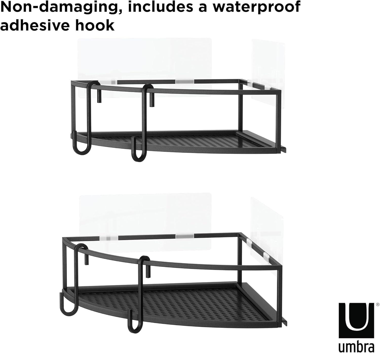 image:imageUmbra Cubiko Shower Corner Shelf Metal Floating Shelves with Adhesive Mounting Strips 2Pack WhiteBlack