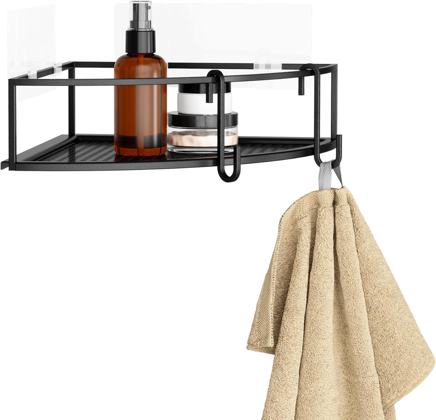image:imageUmbra Cubiko Shower Corner Shelf Metal Floating Shelves with Adhesive Mounting Strips 2Pack WhiteBlack