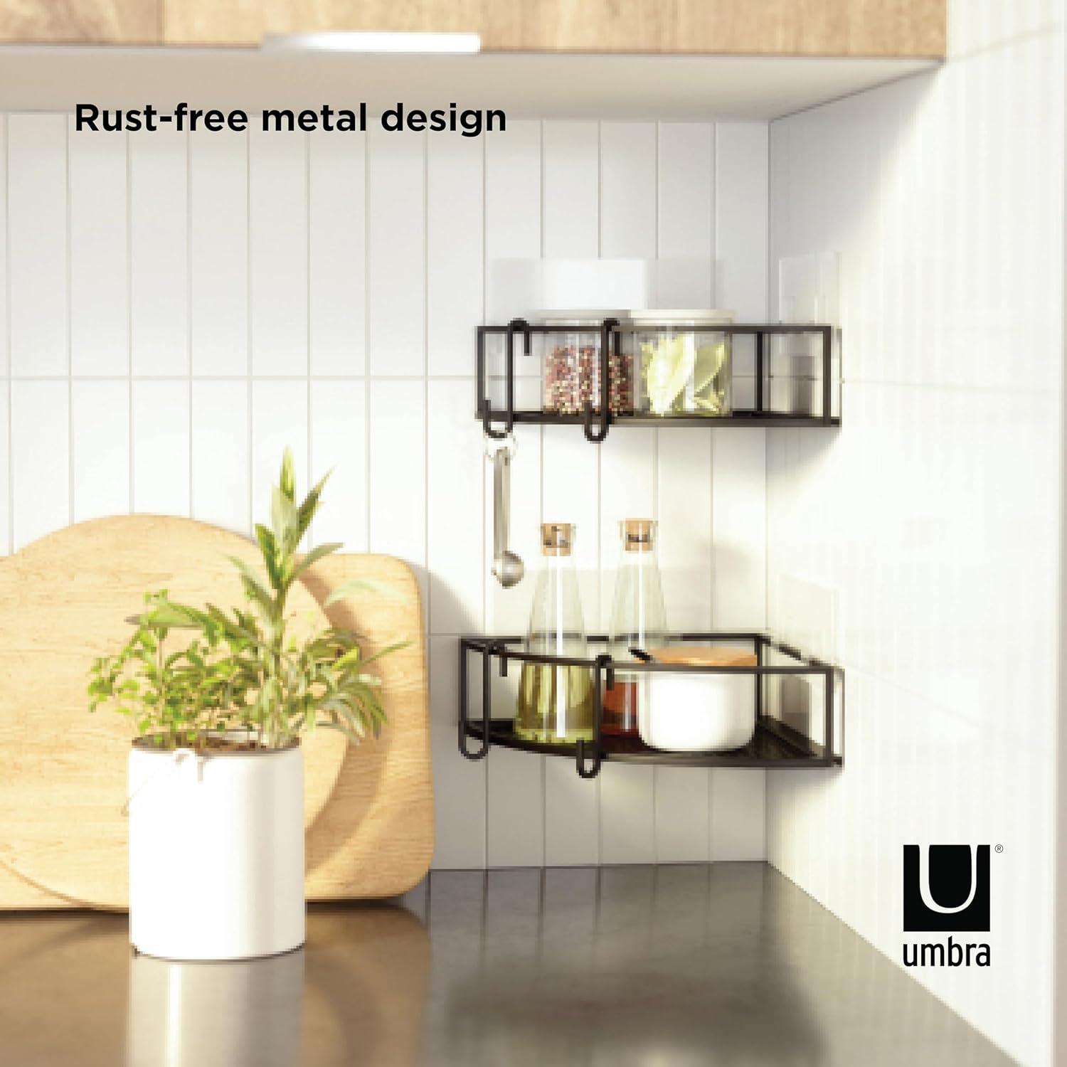 image:imageUmbra Cubiko Shower Corner Shelf Metal Floating Shelves with Adhesive Mounting Strips 2Pack WhiteBlack