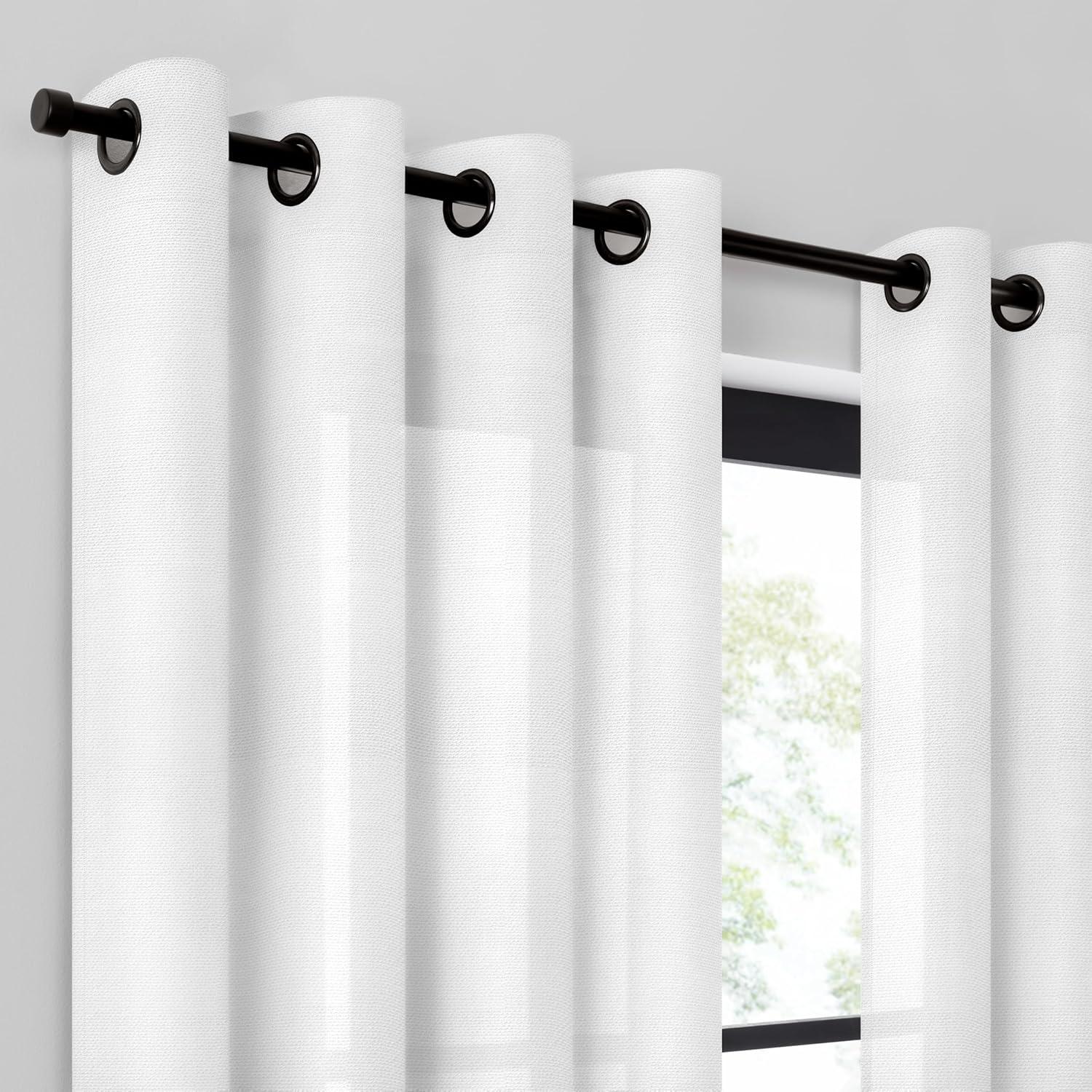image:imageUmbra Dagen Slub Textured Sheer Grommet 95 in Long x 50 in Wide Window Curtain Panel WhiteWhite