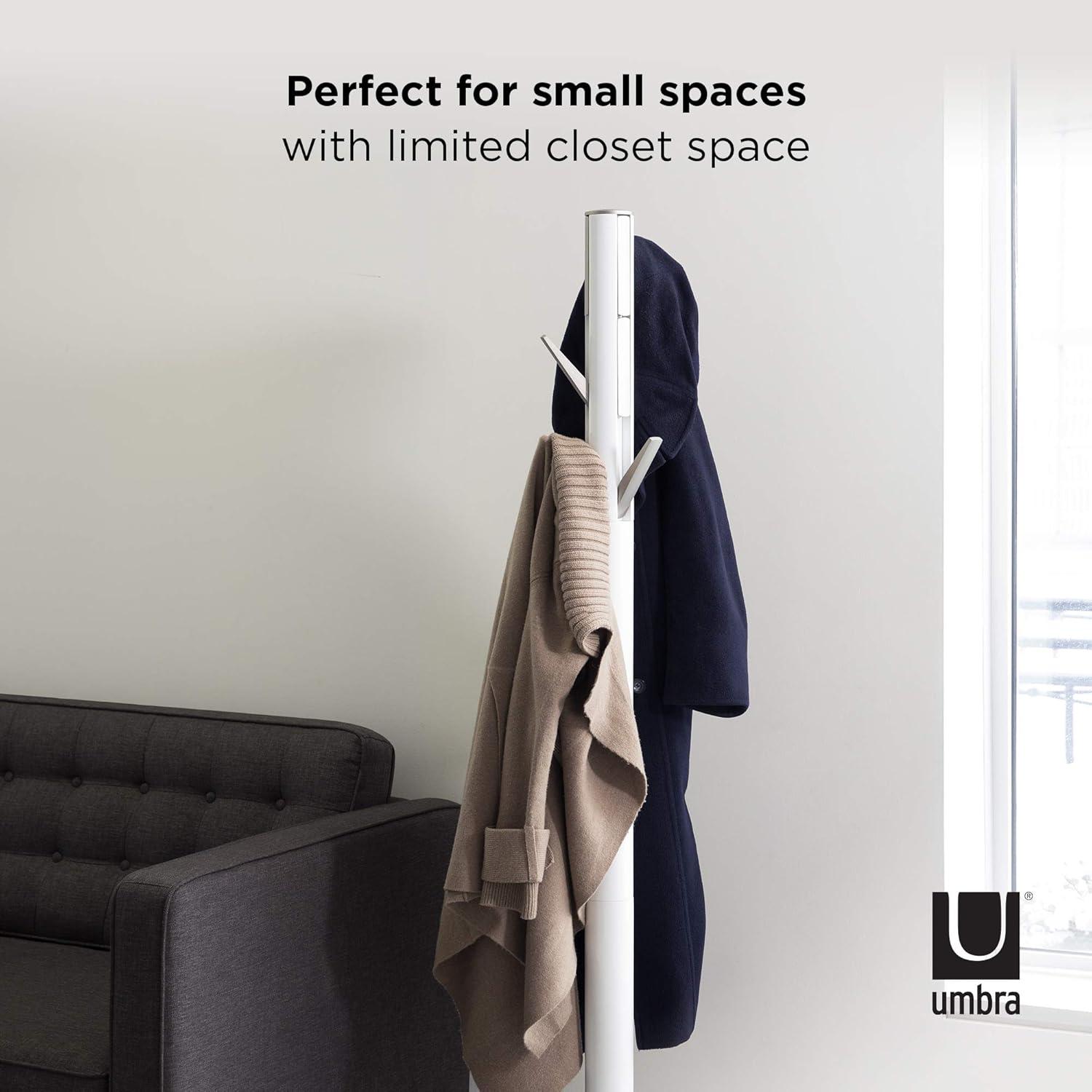 image:imageUmbra Flapper Coat Rack Clothing Hanger Umbrella Holder and Hat Organizer Great for Entryway GreyWhiteNickel