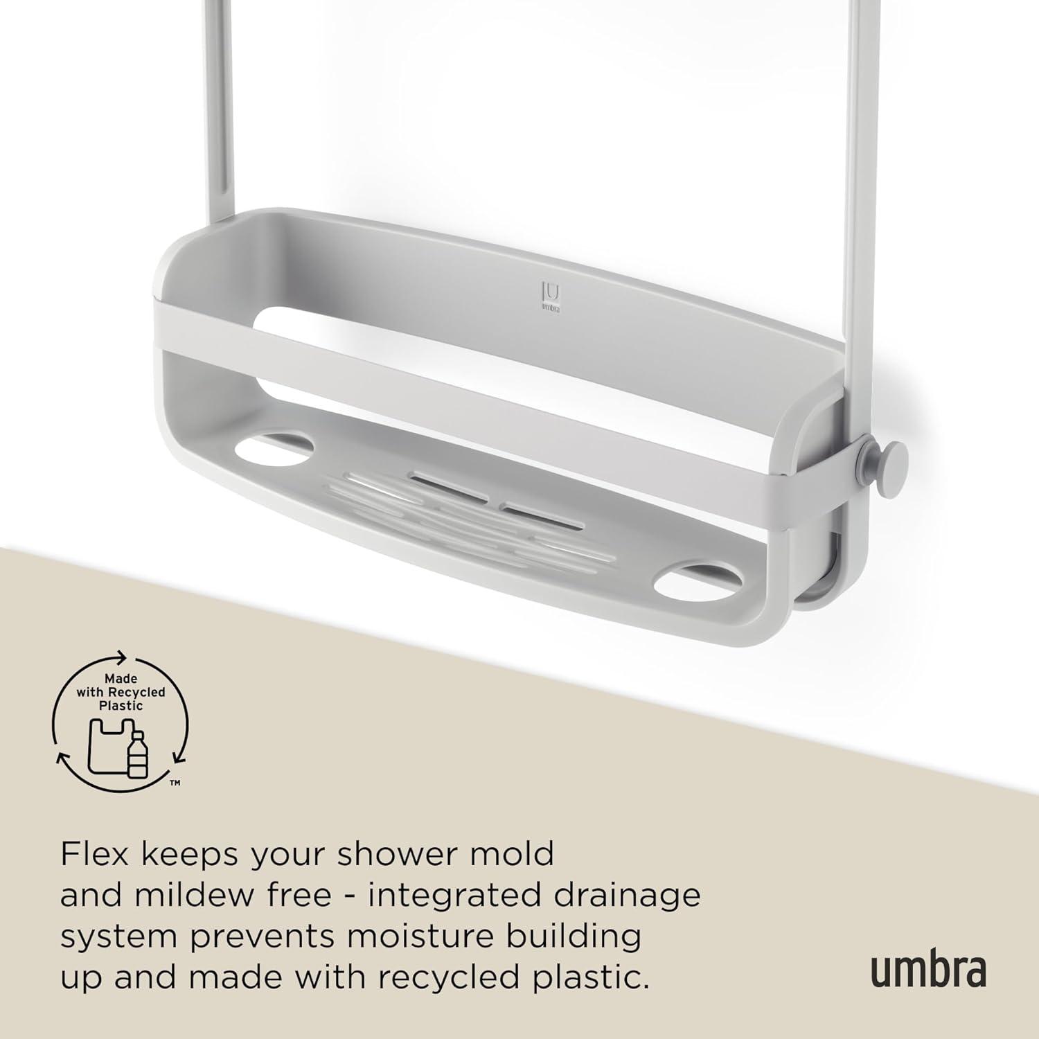 image:imageUmbra Flex Hanging Shower Caddy with 2 Shelves Bathtub Shelf and Bathroom Organizer WhiteGrey