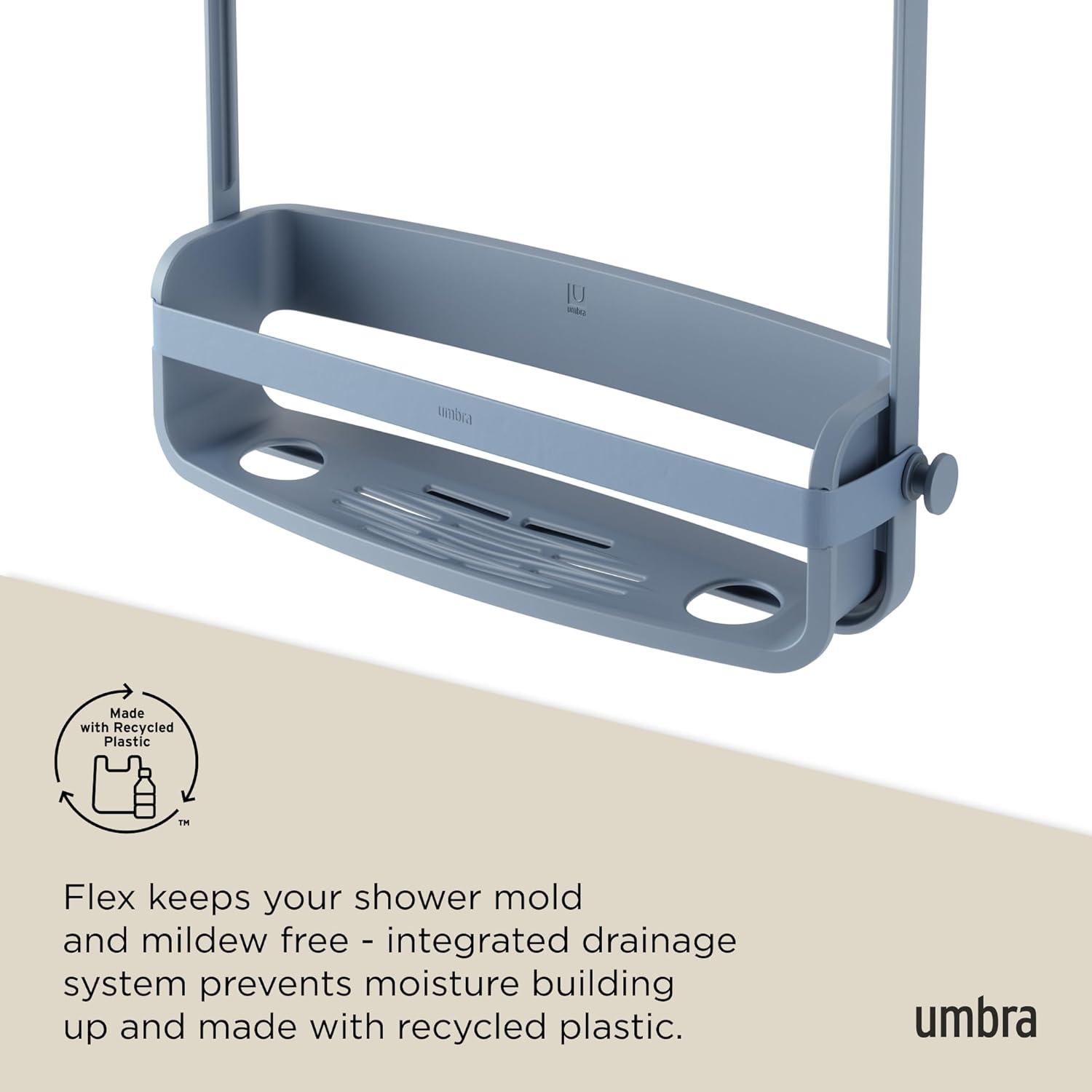 image:imageUmbra Flex Hanging Shower Caddy with 2 Shelves Bathtub Shelf and Bathroom Organizer WhiteSlate Blue