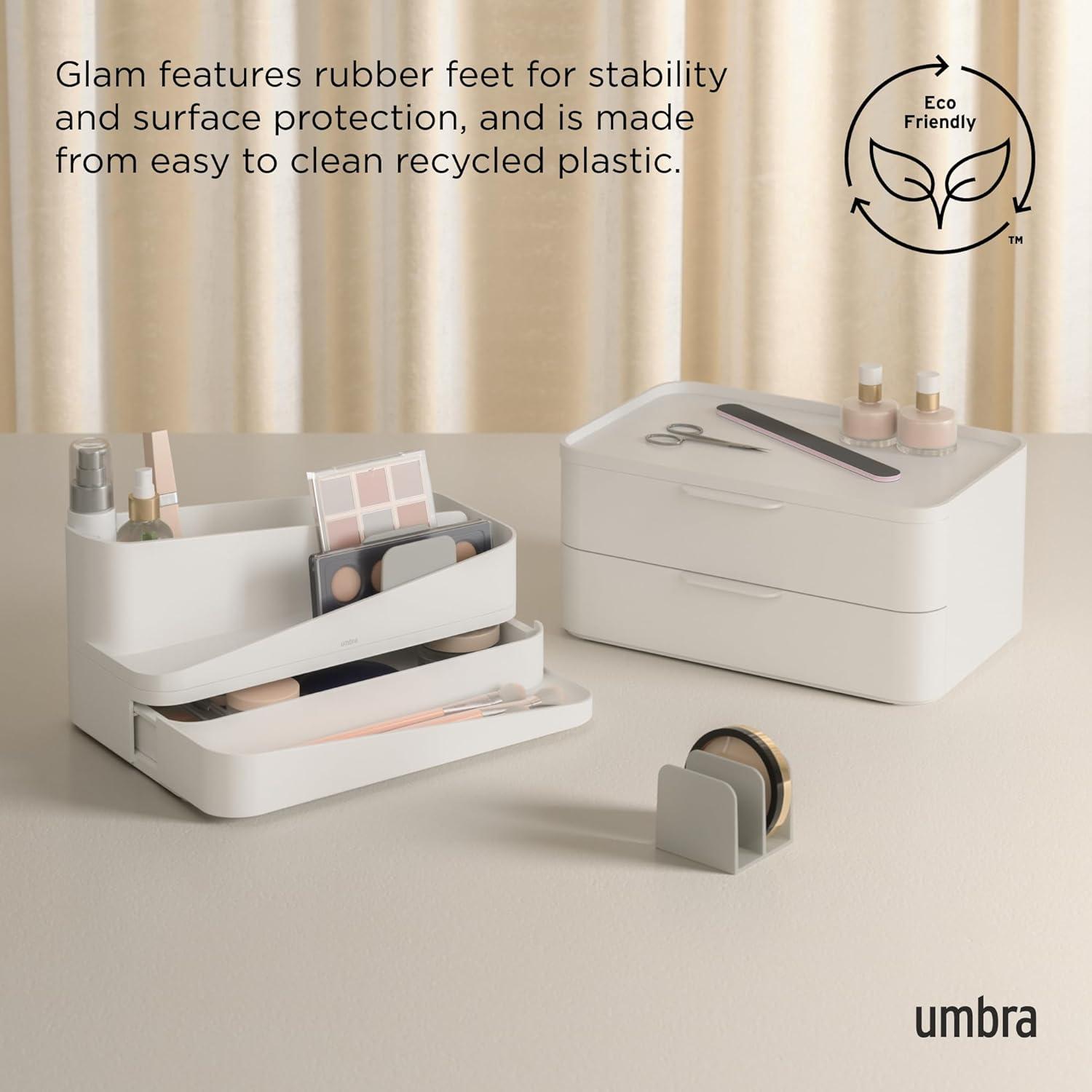 image:imageUmbra Glam Cosmetic Organizer Versatile Storage Container With Removable Insert for Bathroom Office and More WhiteLarge