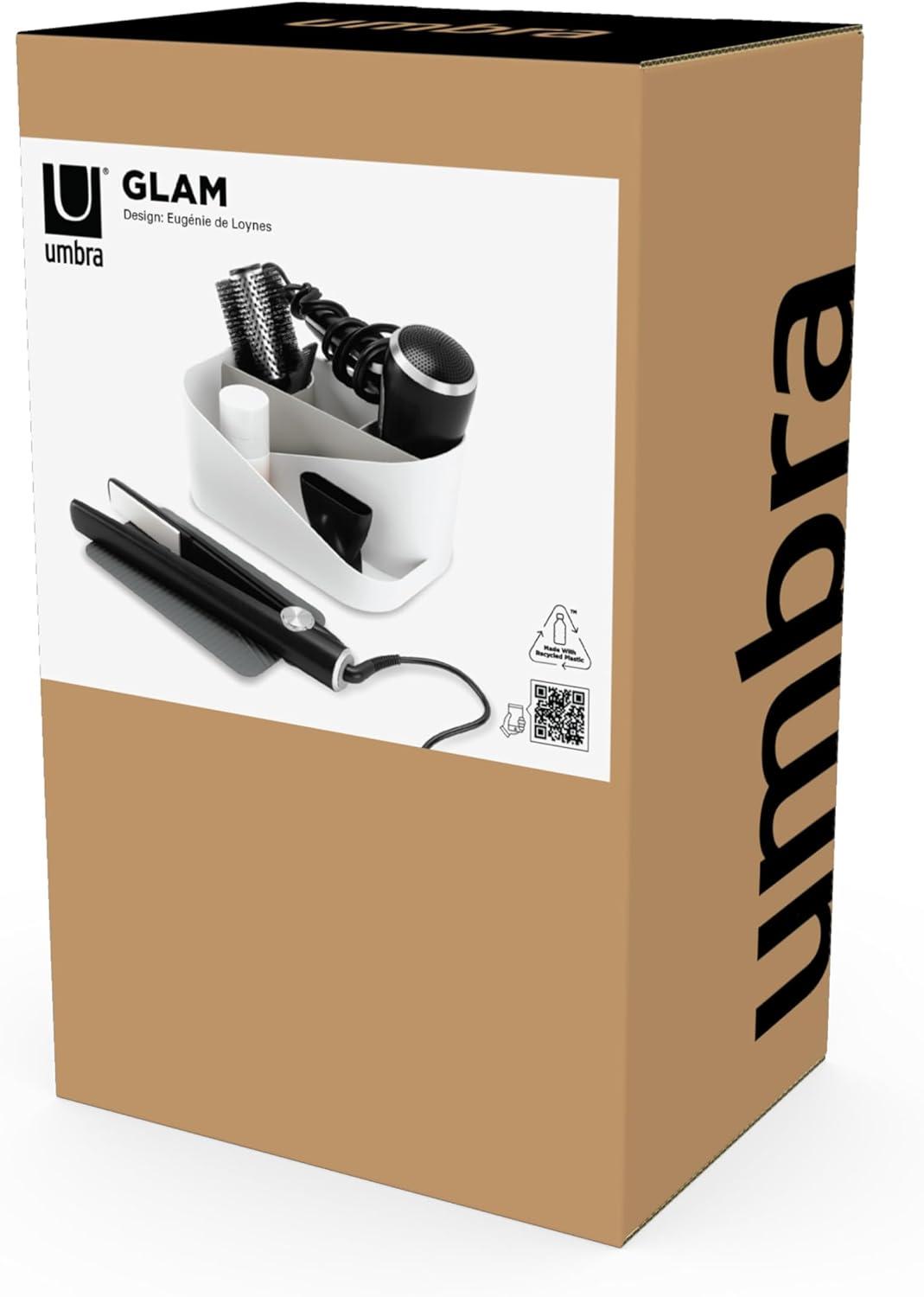 image:imageUmbra Glam Hair Tool Organizer Storage for Hot Tools with HeatProof Silicone Mat WhiteCharcoalWhite