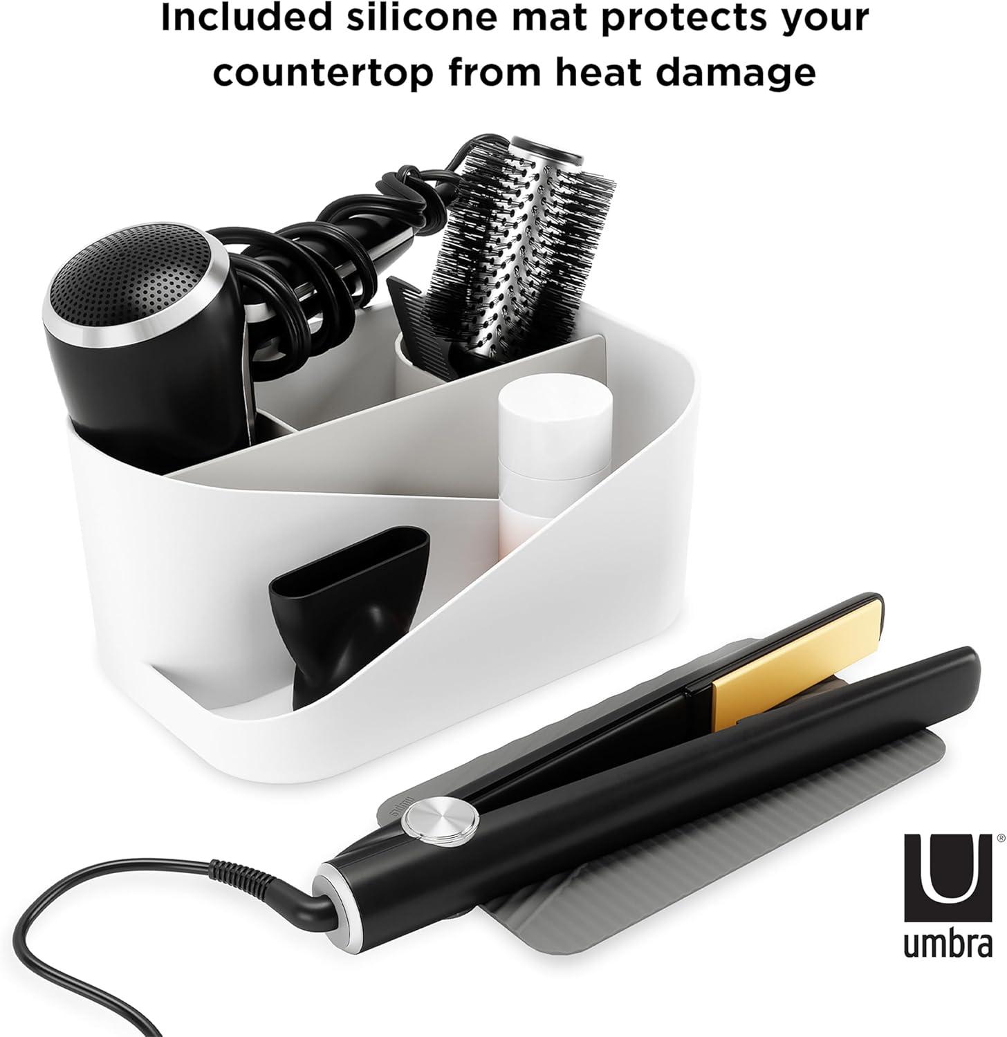 image:imageUmbra Glam Hair Tool Organizer Storage for Hot Tools with HeatProof Silicone Mat WhiteCharcoalWhite
