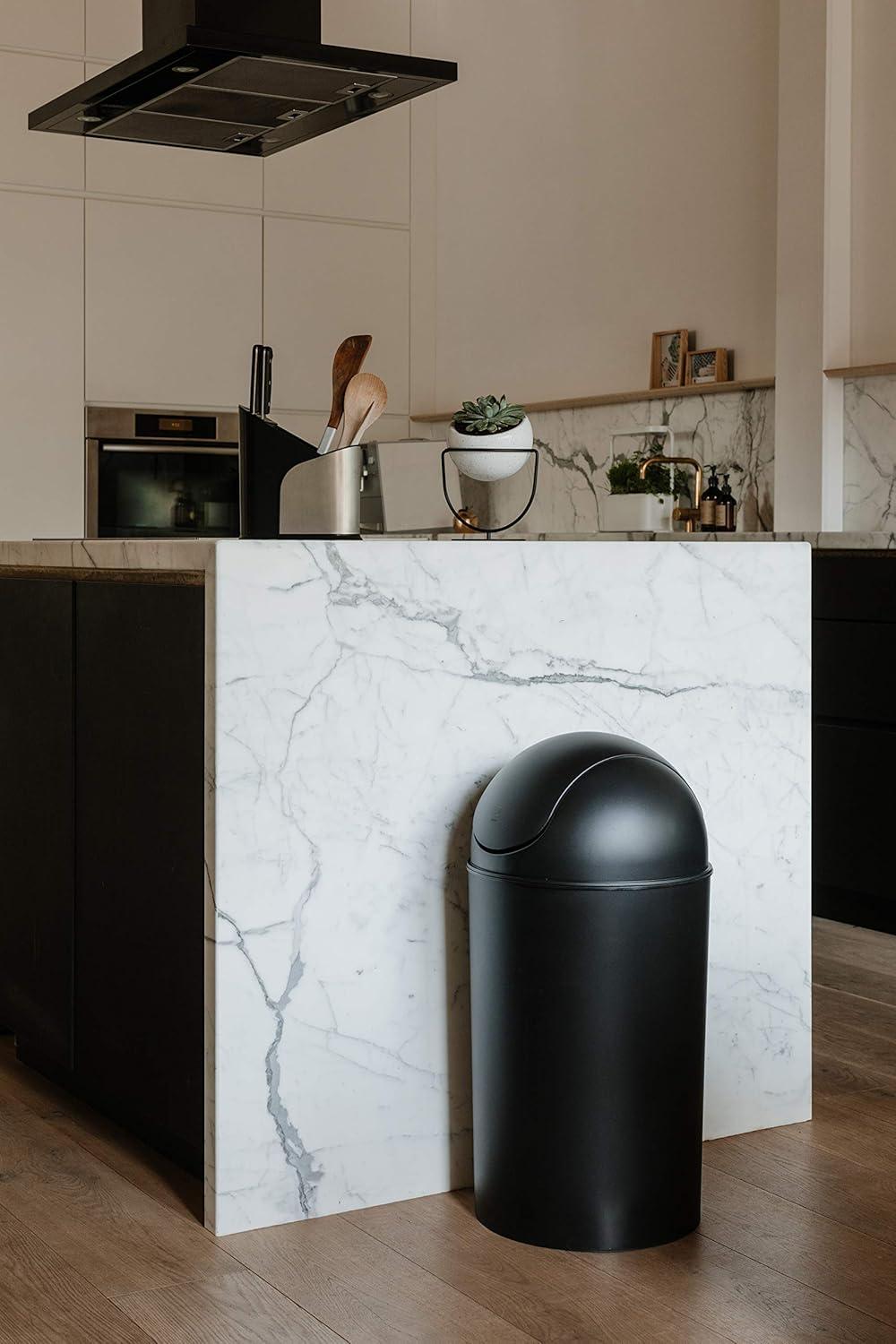 image:imageUmbra Grand Swing Top Garbage Large Capacity 10 Gallon Kitchen Trash Can with Lid IndoorOutdoor Use BlackBlack