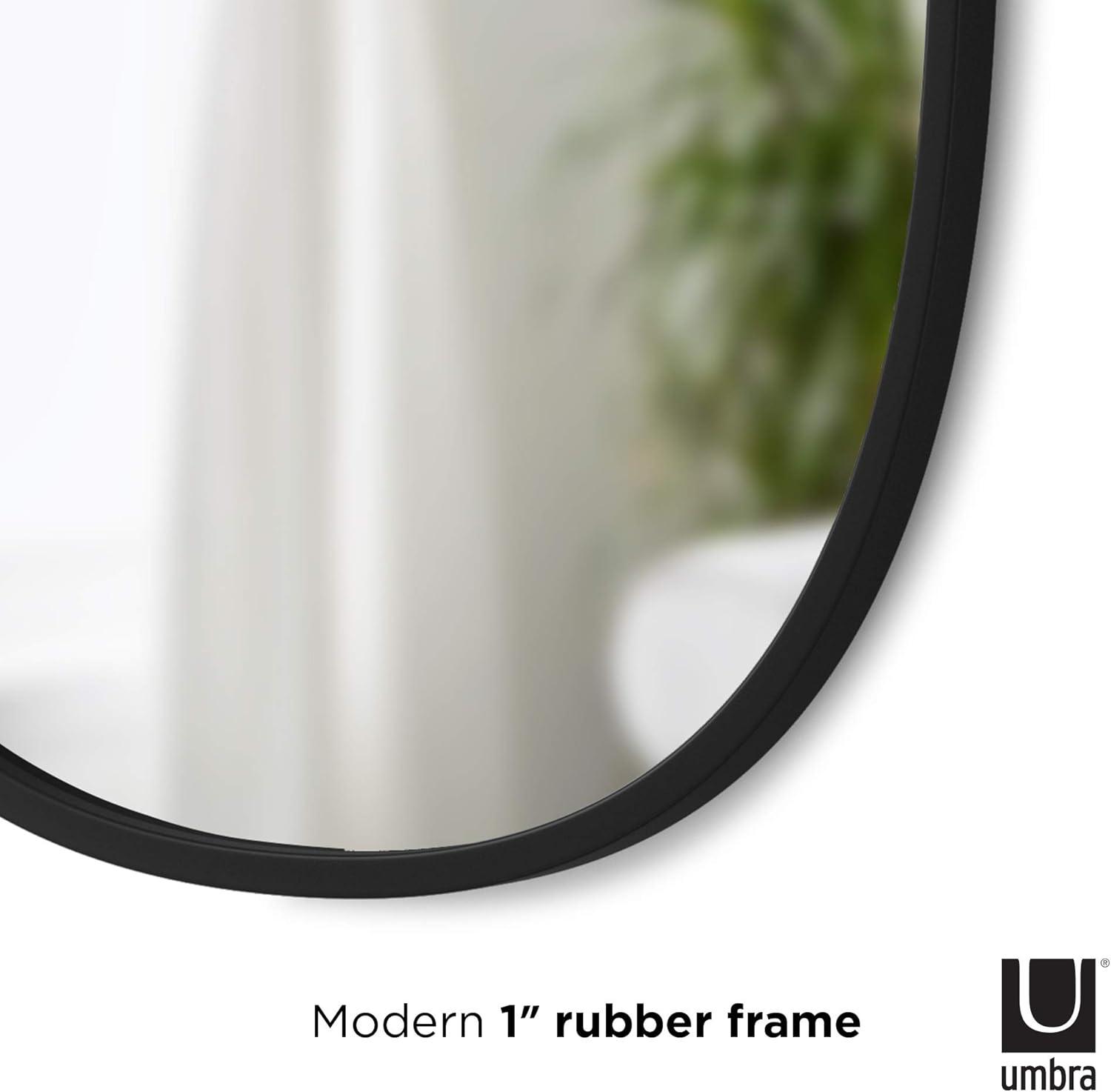 image:imageUmbra Hub Oval Wall Mirror with Rubber Frame Modern Room Decor for Entryways Washrooms Living Rooms and More Black24L x 18W