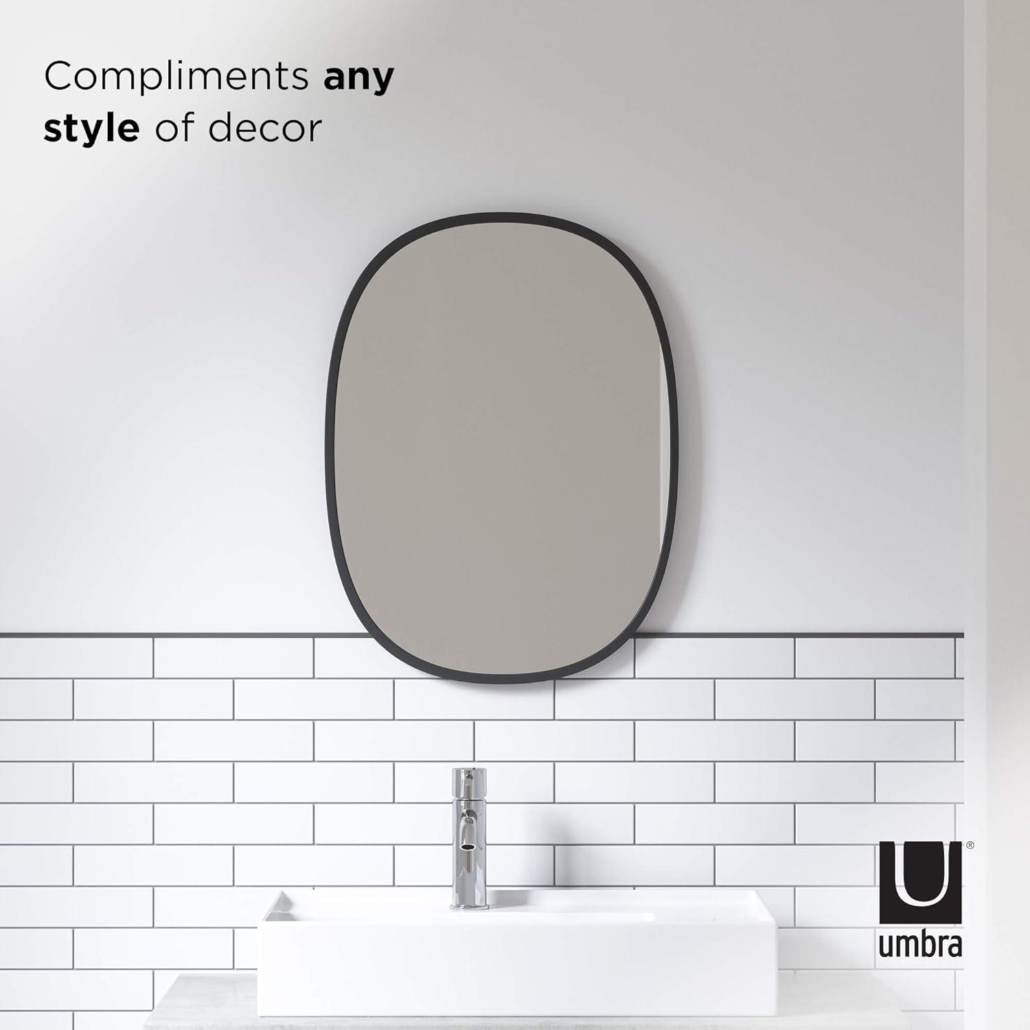 image:imageUmbra Hub Oval Wall Mirror with Rubber Frame Modern Room Decor for Entryways Washrooms Living Rooms and More Black24L x 18W