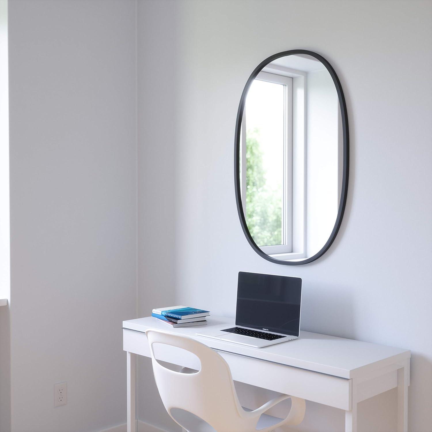 image:imageUmbra Hub Oval Wall Mirror with Rubber Frame Modern Room Decor for Entryways Washrooms Living Rooms and More Black36L x 24W