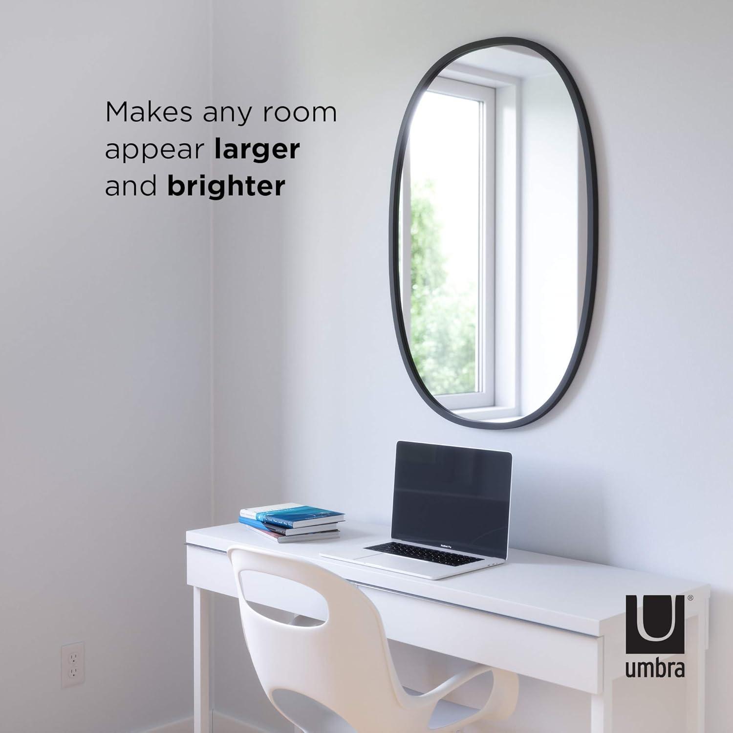 image:imageUmbra Hub Oval Wall Mirror with Rubber Frame Modern Room Decor for Entryways Washrooms Living Rooms and More Black36L x 24W