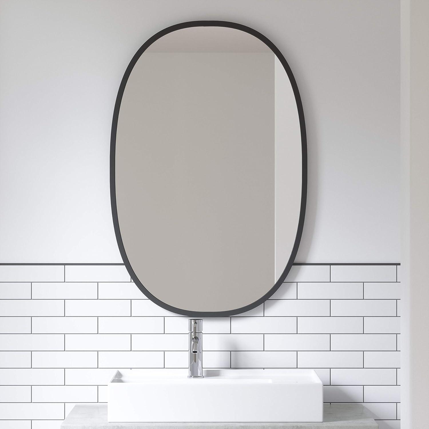 image:imageUmbra Hub Oval Wall Mirror with Rubber Frame Modern Room Decor for Entryways Washrooms Living Rooms and More Black36L x 24W