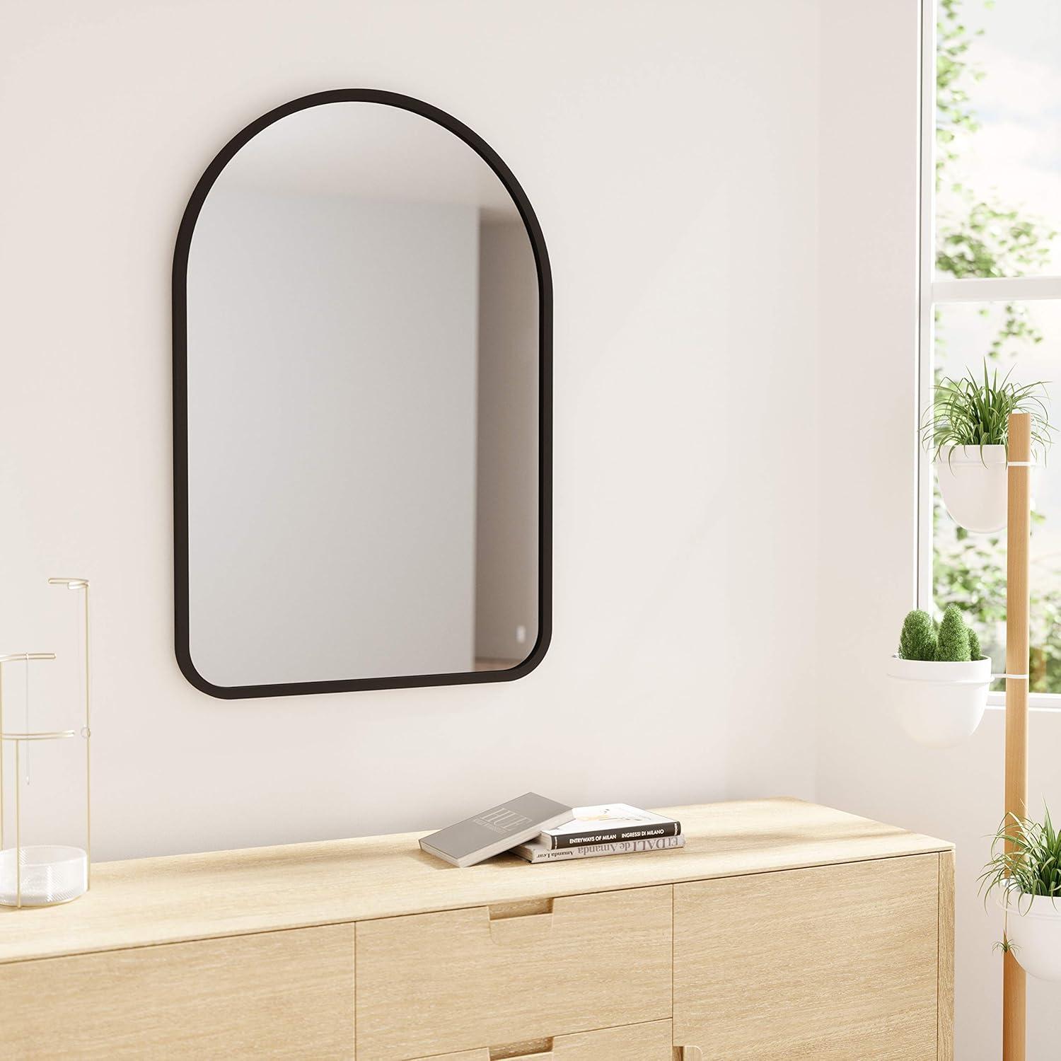image:imageUmbra Hubba Arched Wall Mirror with Metallic Frame Modern Style for Bathroom Entryway Living Room and More 34 x 36Inch BrassBlack