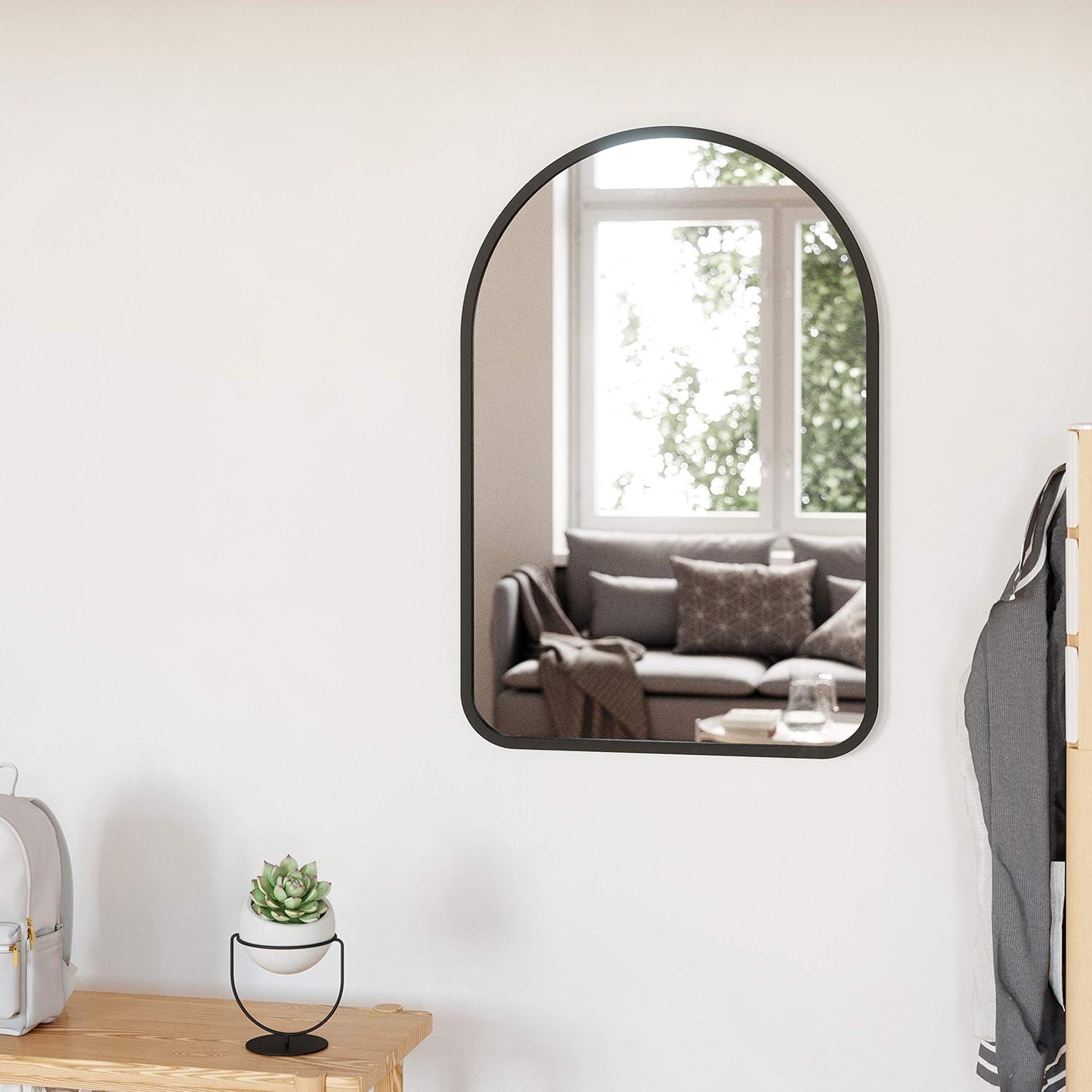 image:imageUmbra Hubba Arched Wall Mirror with Metallic Frame Modern Style for Bathroom Entryway Living Room and More 34 x 36Inch BrassBlack