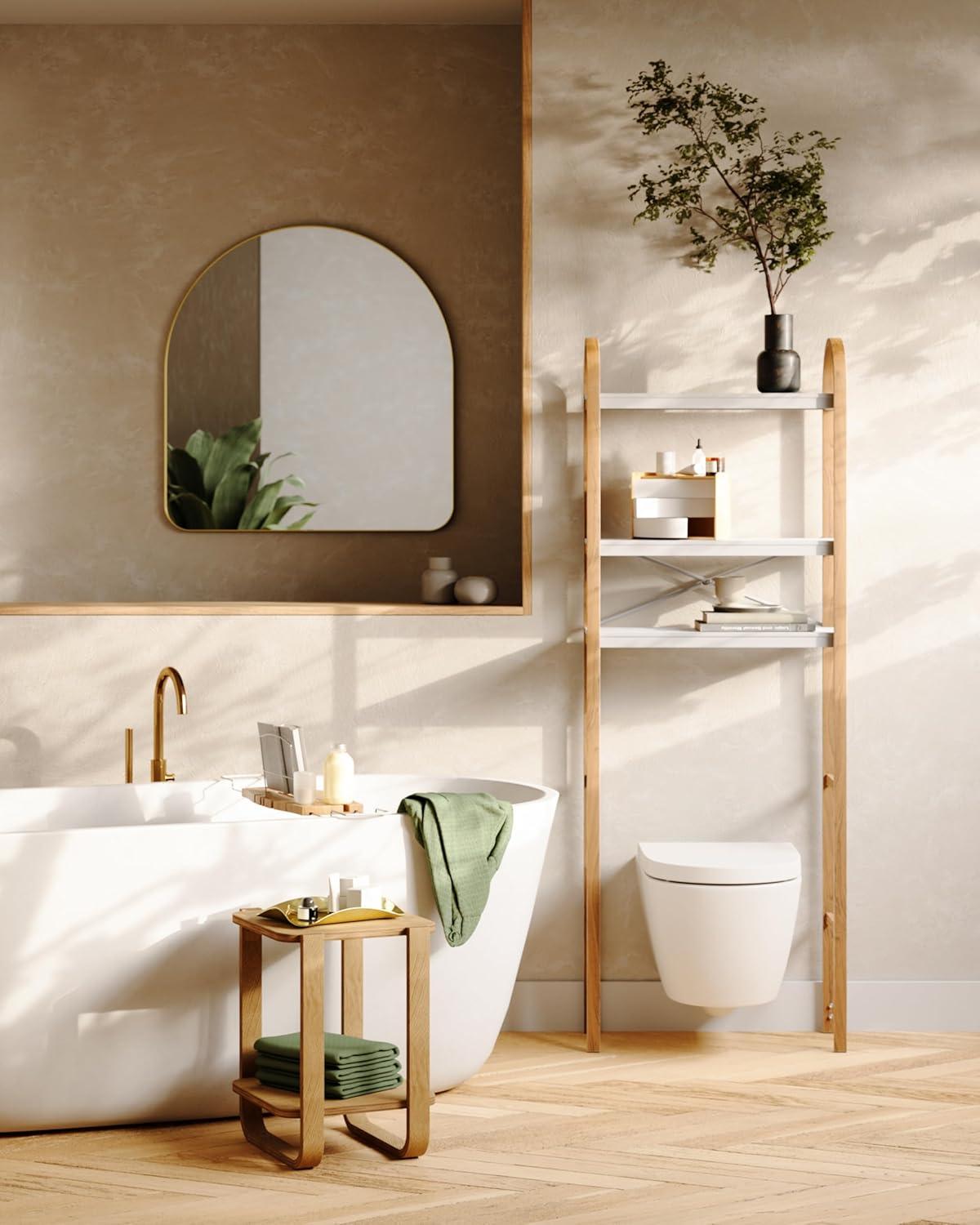 image:imageUmbra Hubba Arched Wall Mirror with Metallic Frame Modern Style for Bathroom Entryway Living Room and More 34 x 36Inch BrassBrass