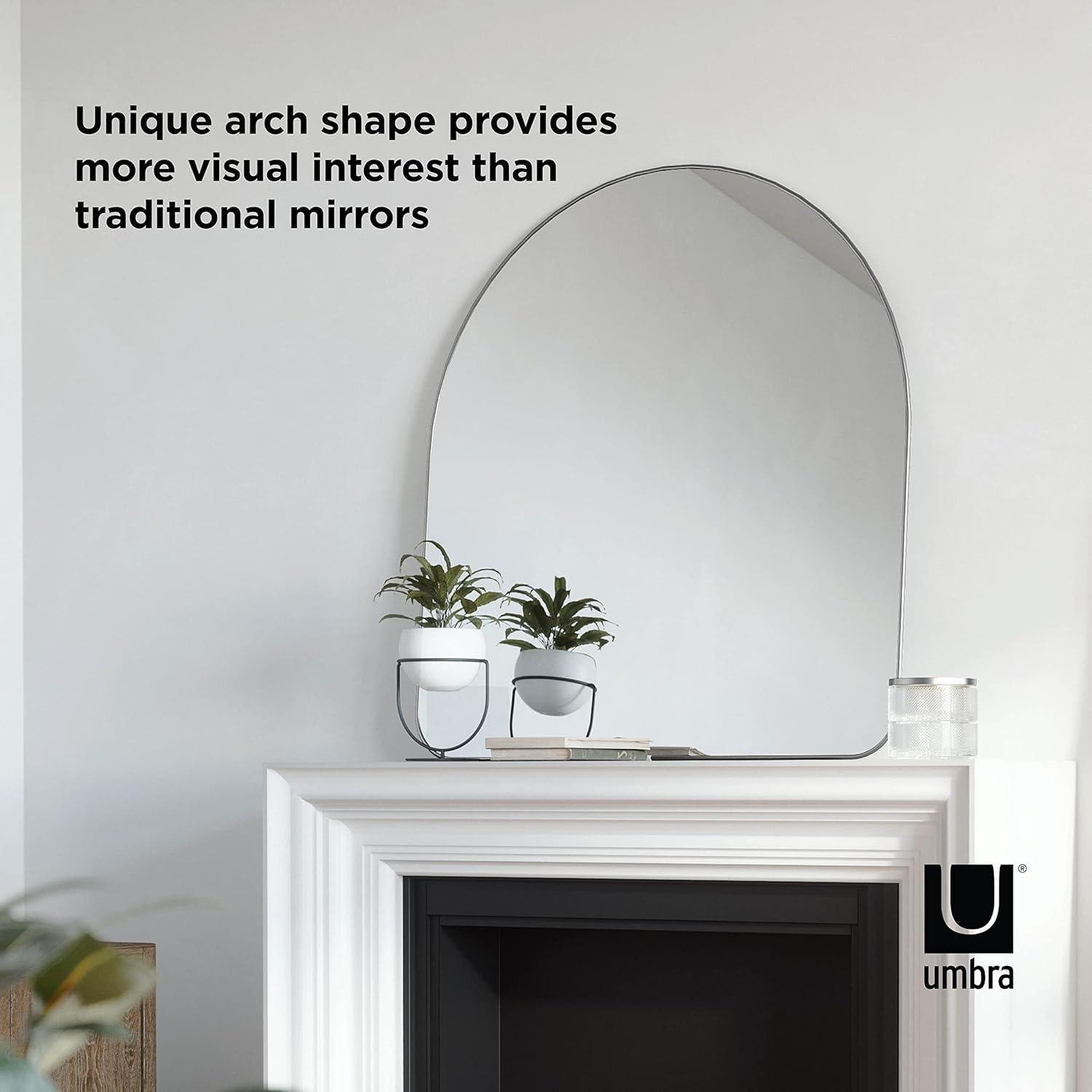 image:imageUmbra Hubba Arched Wall Mirror with Metallic Frame Modern Style for Bathroom Entryway Living Room and More 34 x 36Inch BrassBrass