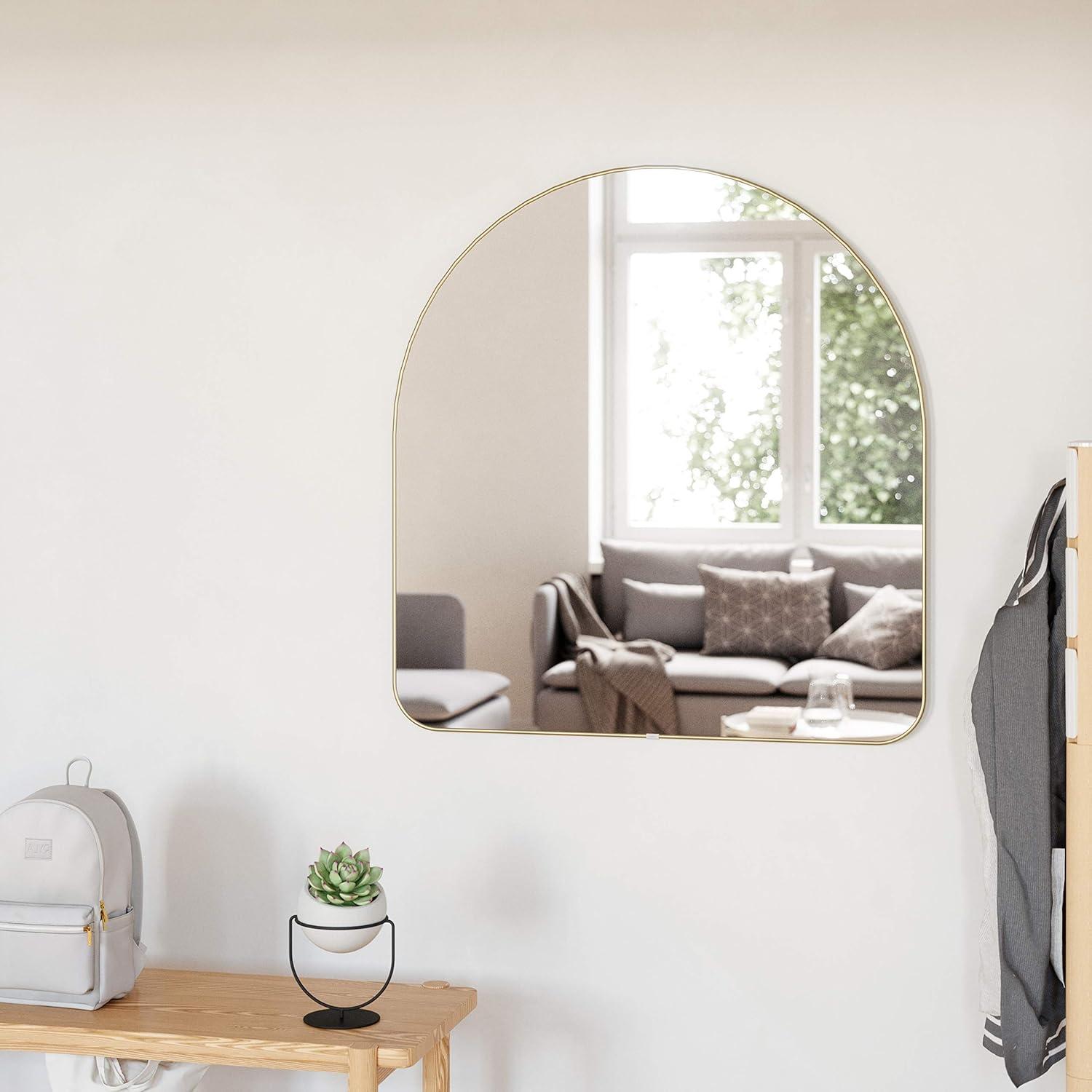 image:imageUmbra Hubba Arched Wall Mirror with Metallic Frame Modern Style for Bathroom Entryway Living Room and More 34 x 36Inch BrassBrass