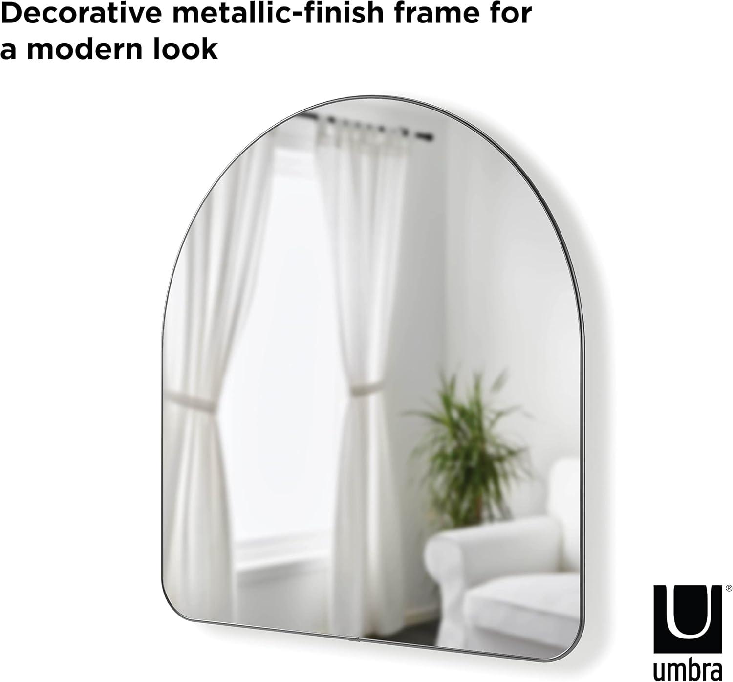 image:imageUmbra Hubba Arched Wall Mirror with Metallic Frame Modern Style for Bathroom Entryway Living Room and More 34 x 36Inch BrassTitanium