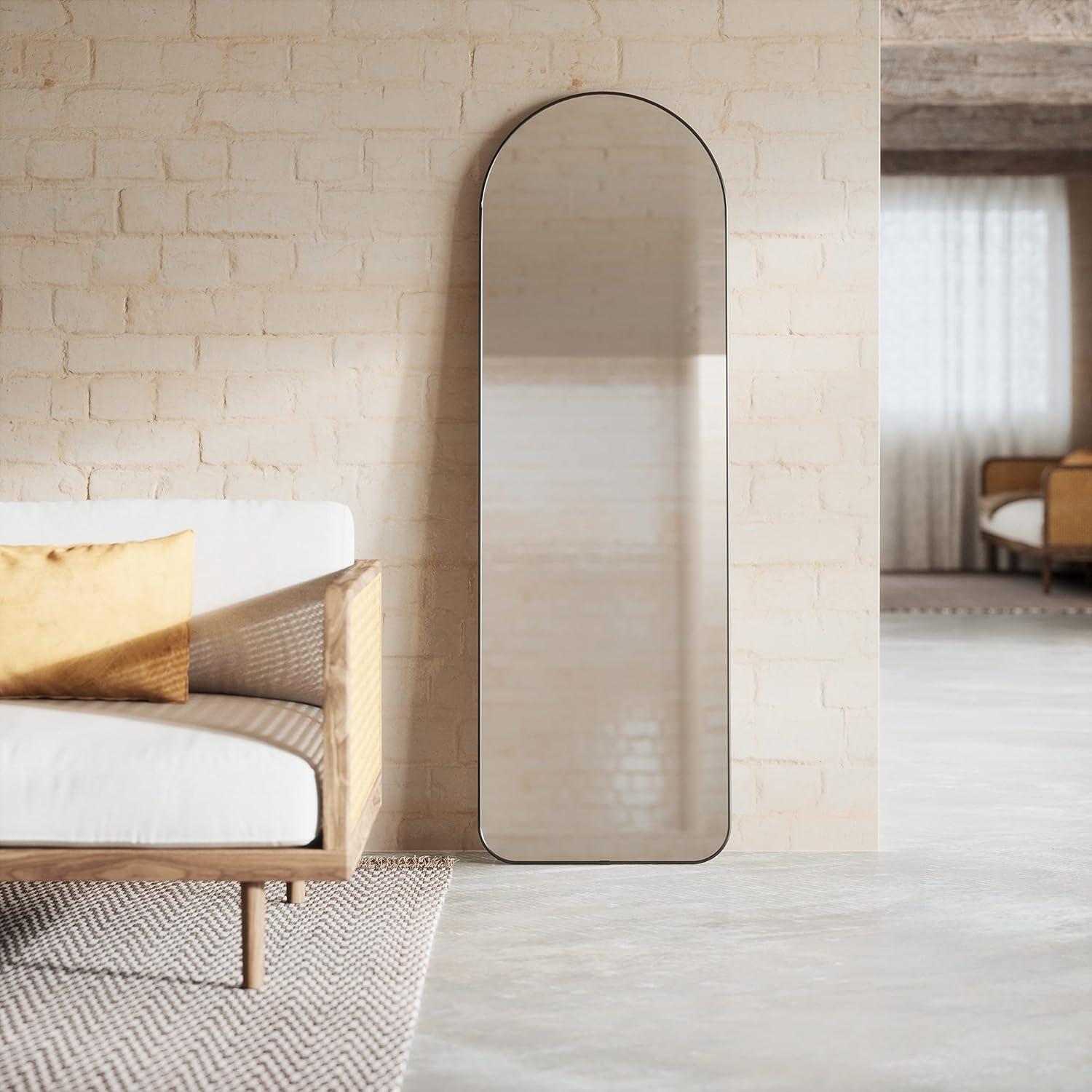 image:imageUmbra Hubba Arched Wall Mirror with Metallic Frame Modern Style for Bathroom Entryway Living Room and More 34 x 36Inch BrassTitanium