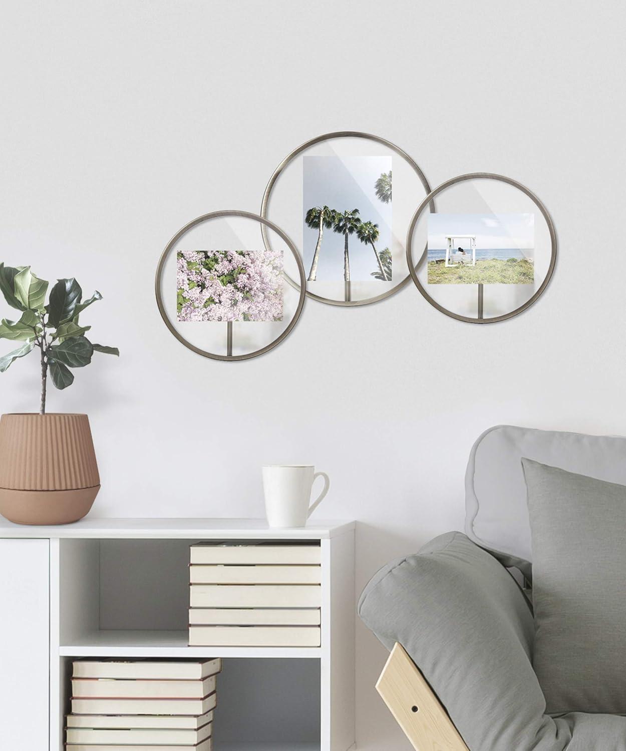 image:imageUmbra Infinity Picture Frame Floating Photo Display for Desk or Wall 5X7 MAT BRASPewter