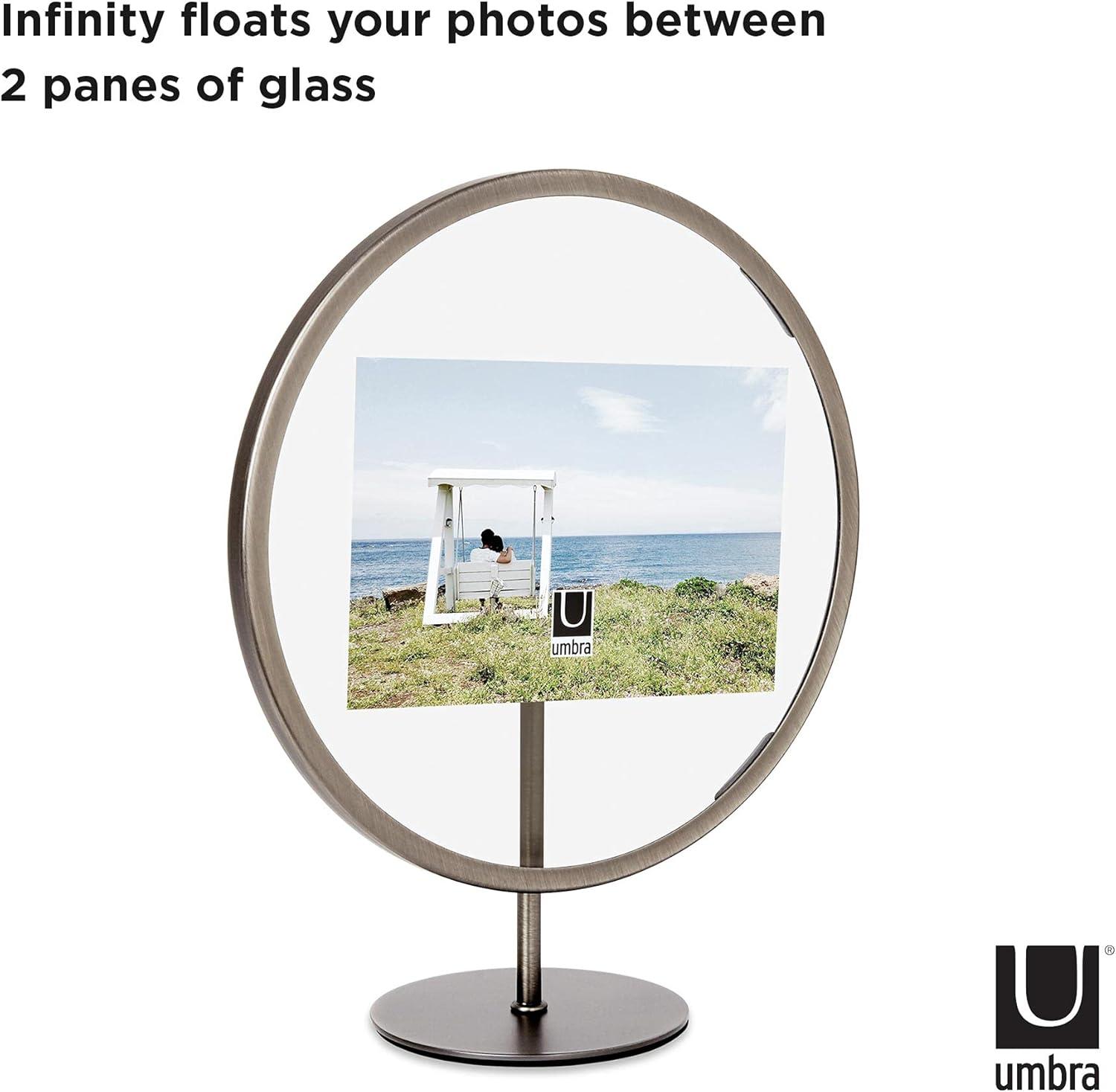 image:imageUmbra Infinity Picture Frame Floating Photo Display for Desk or Wall 5X7 MAT BRASPewter
