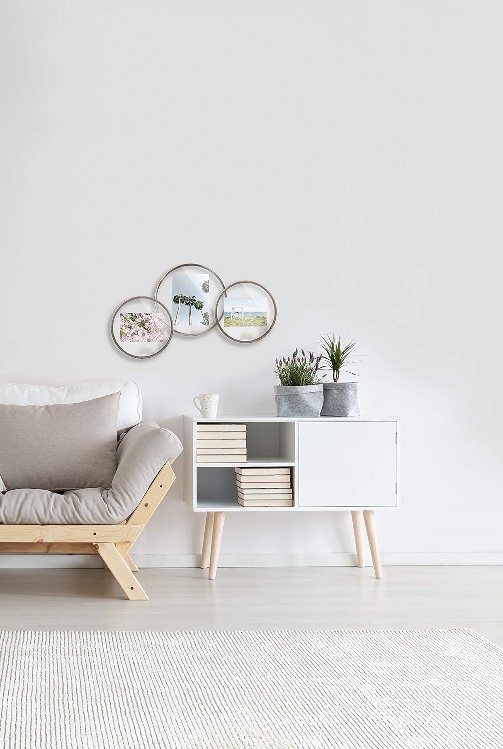 image:imageUmbra Infinity Picture Frame Floating Photo Display for Desk or Wall 5X7 MAT BRASPewter