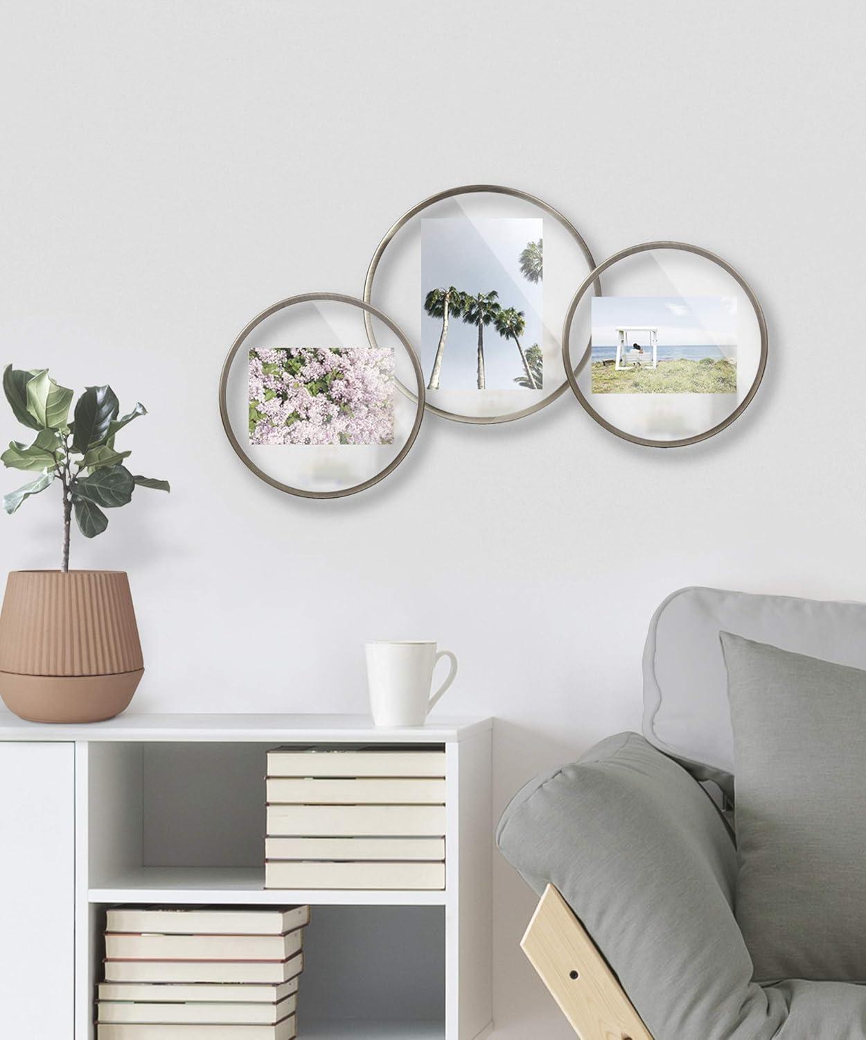 image:imageUmbra Infinity Picture Frame Floating Photo Display for Desk or Wall 5X7 MAT BRASPewter