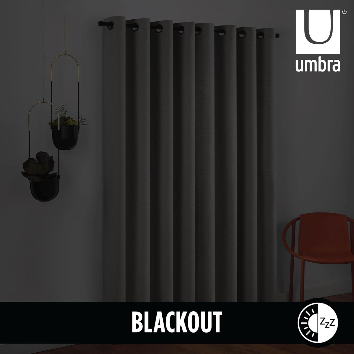 image:imageUmbra Ottoman Textured Solid 100 Blackout Grommet 95 in Long x 50 in Wide Window Curtain Panel LinenWhite