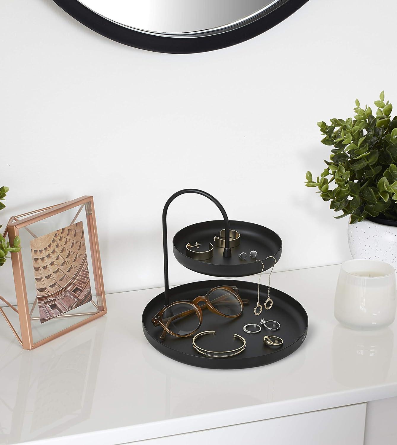 image:imageUmbra Poise Large Double Attractive Storage You Can Leave Out TwoTiered Jewelry Tray BlackBlack