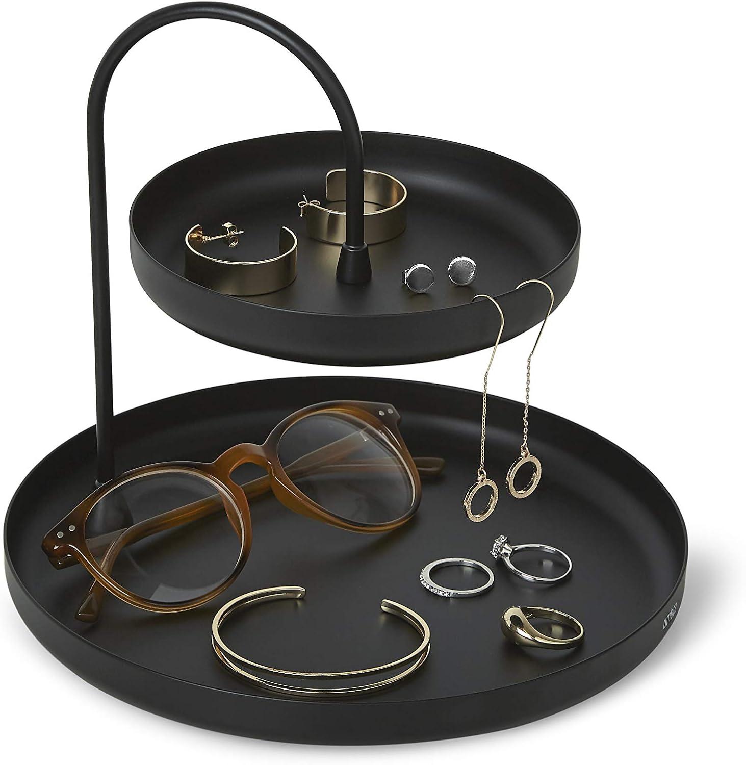 image:imageUmbra Poise Large Double Attractive Storage You Can Leave Out TwoTiered Jewelry Tray BlackBlack